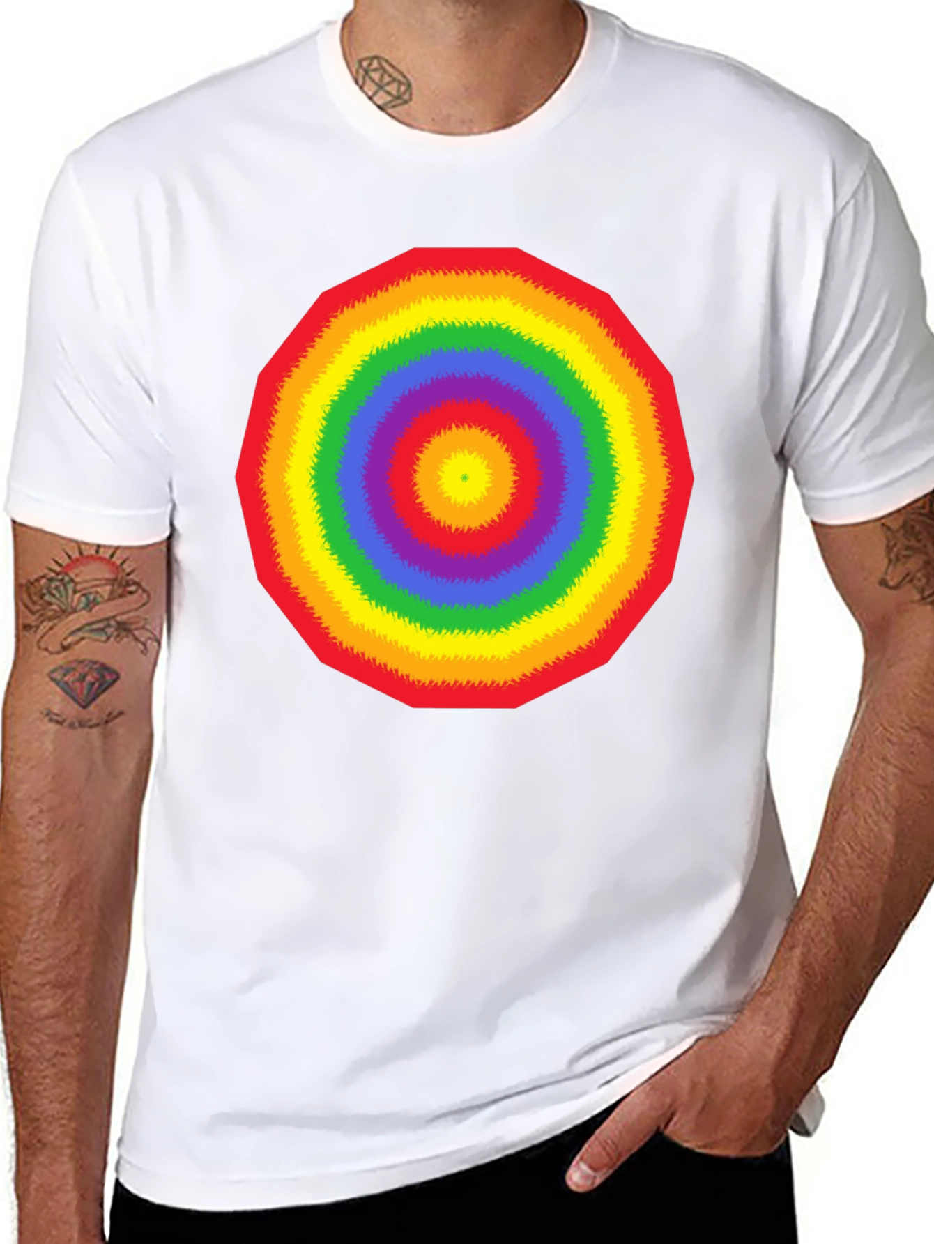 Rainbow Circle Graphic Black T-Shirt