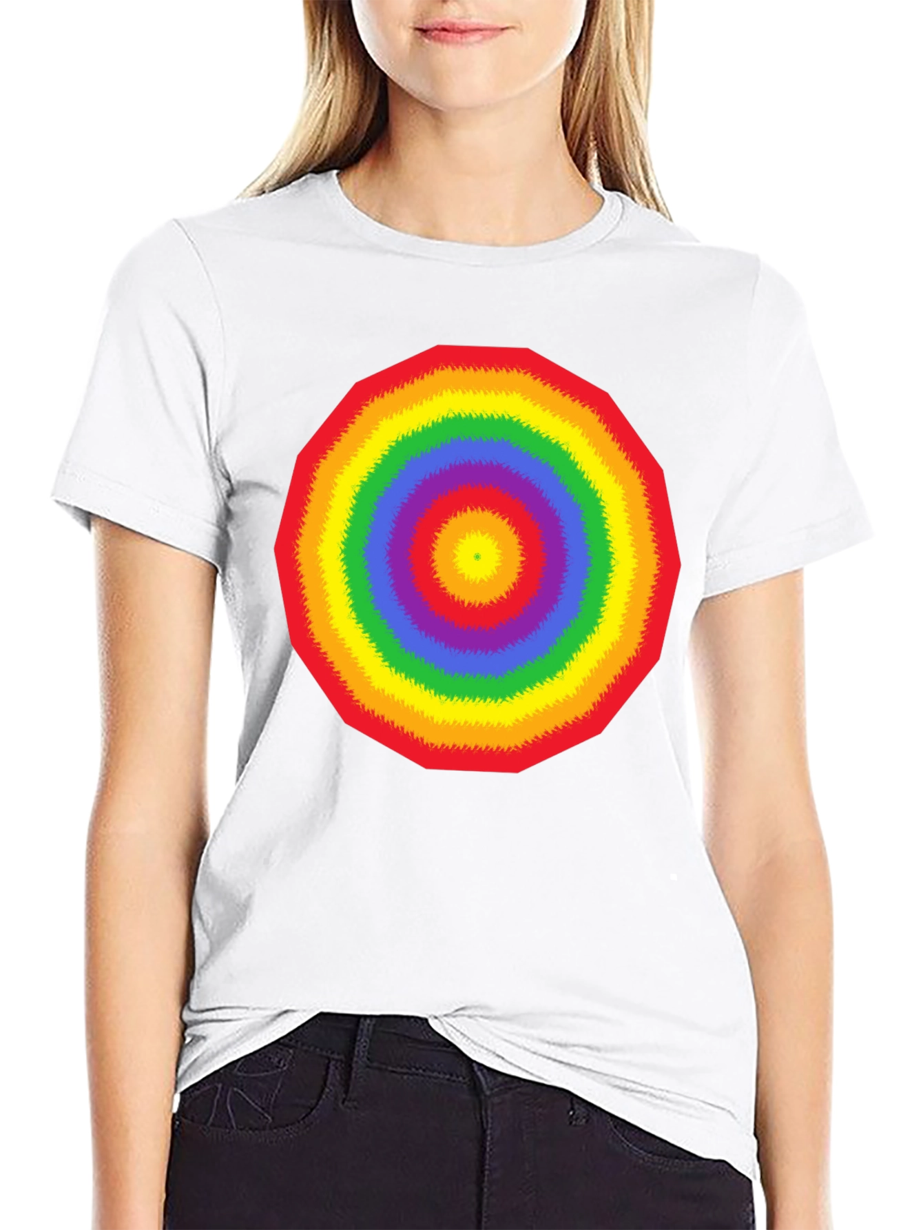 Rainbow Circle Graphic Black T-Shirt