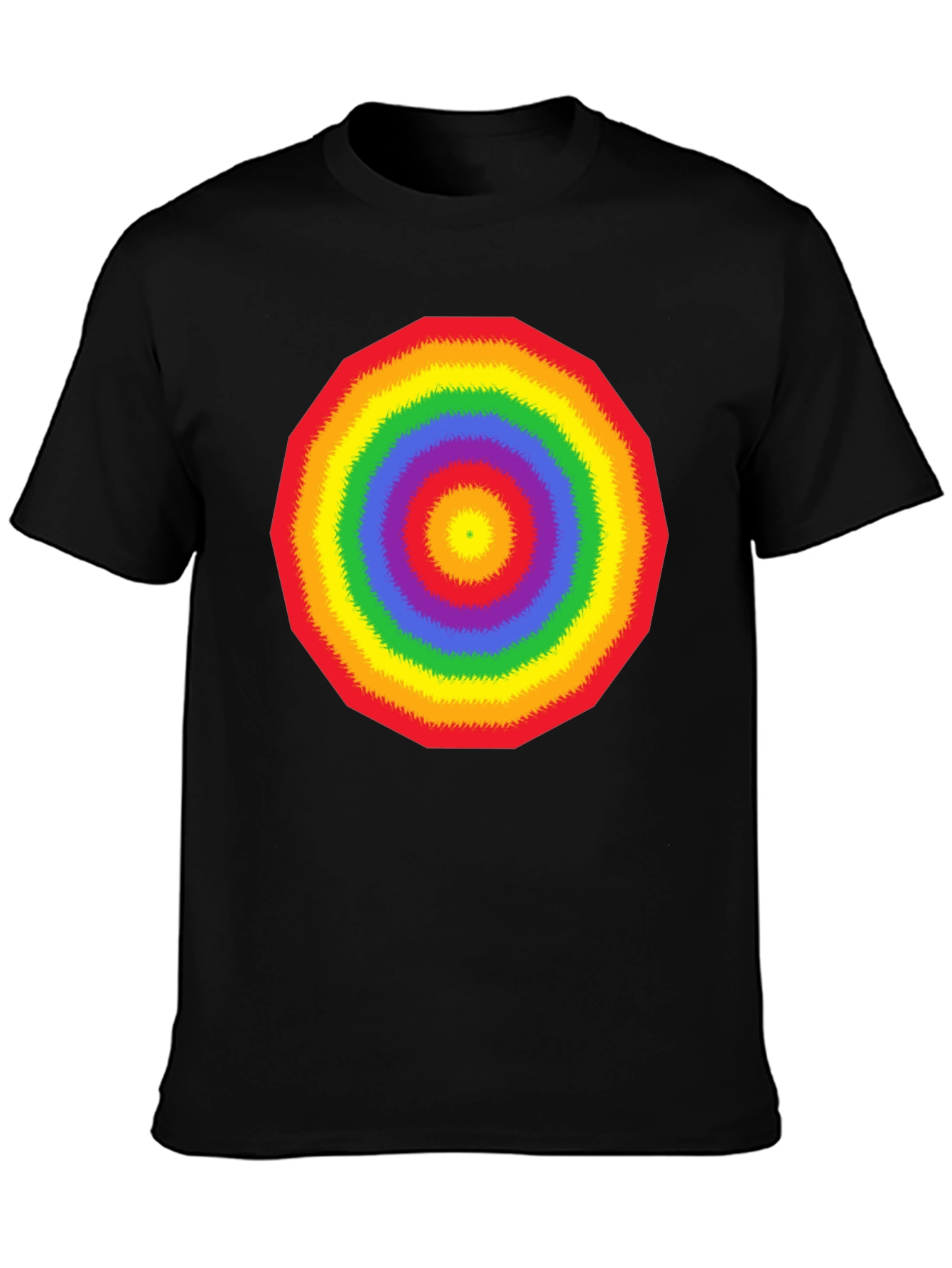 Rainbow Circle Graphic Black T-Shirt