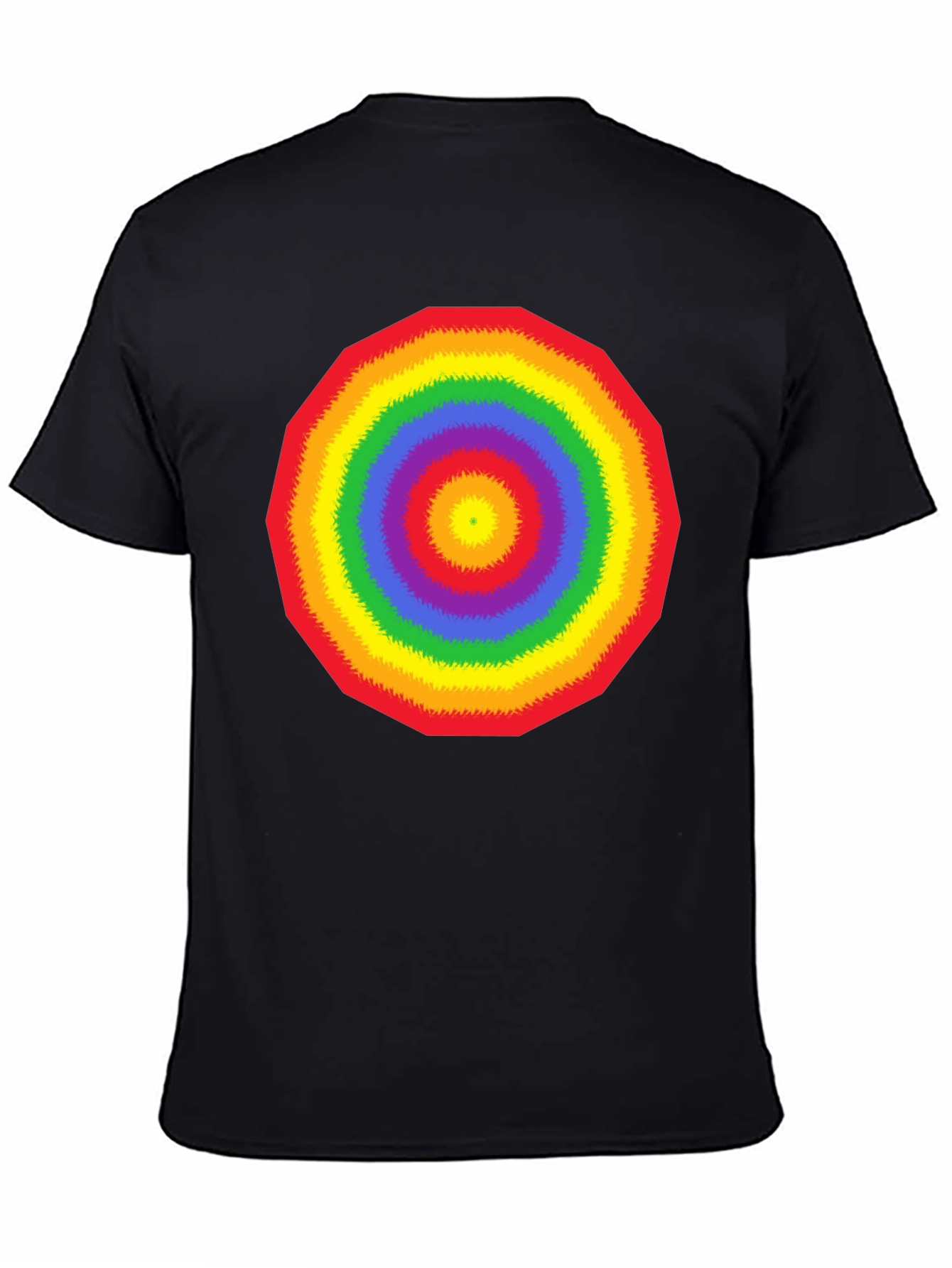 Rainbow Circle Graphic Black T-Shirt