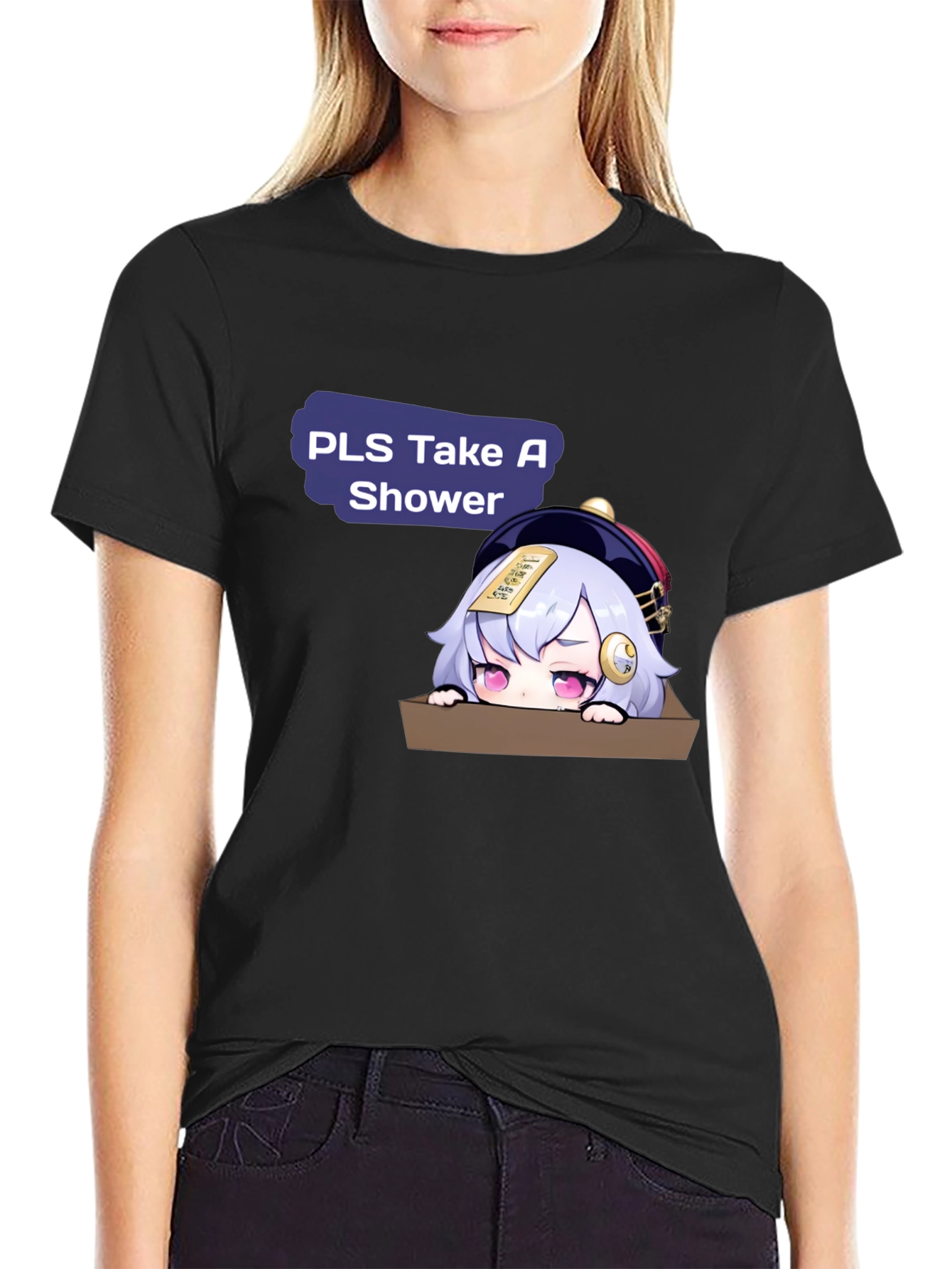 Funny Anime Character Take A Shower Graphic T-Shirt