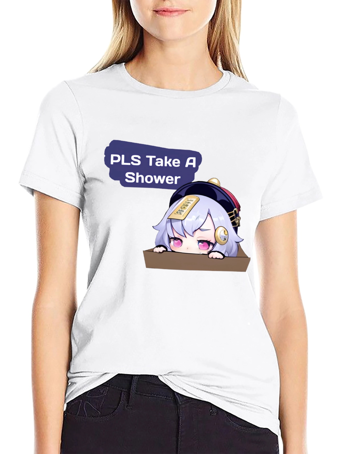 Funny Anime Character Take A Shower Graphic T-Shirt
