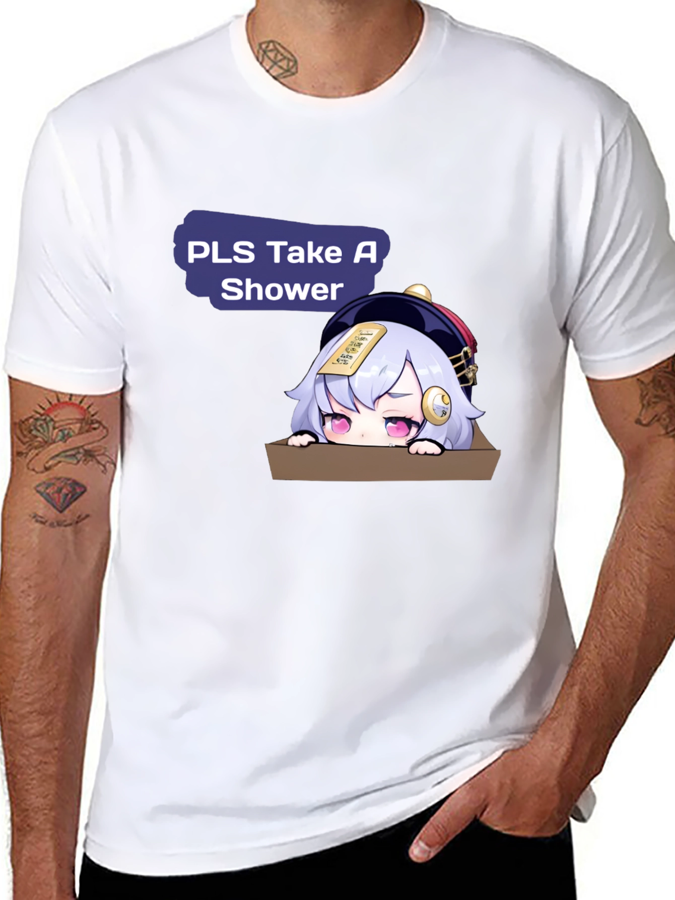 Funny Anime Character Take A Shower Graphic T-Shirt