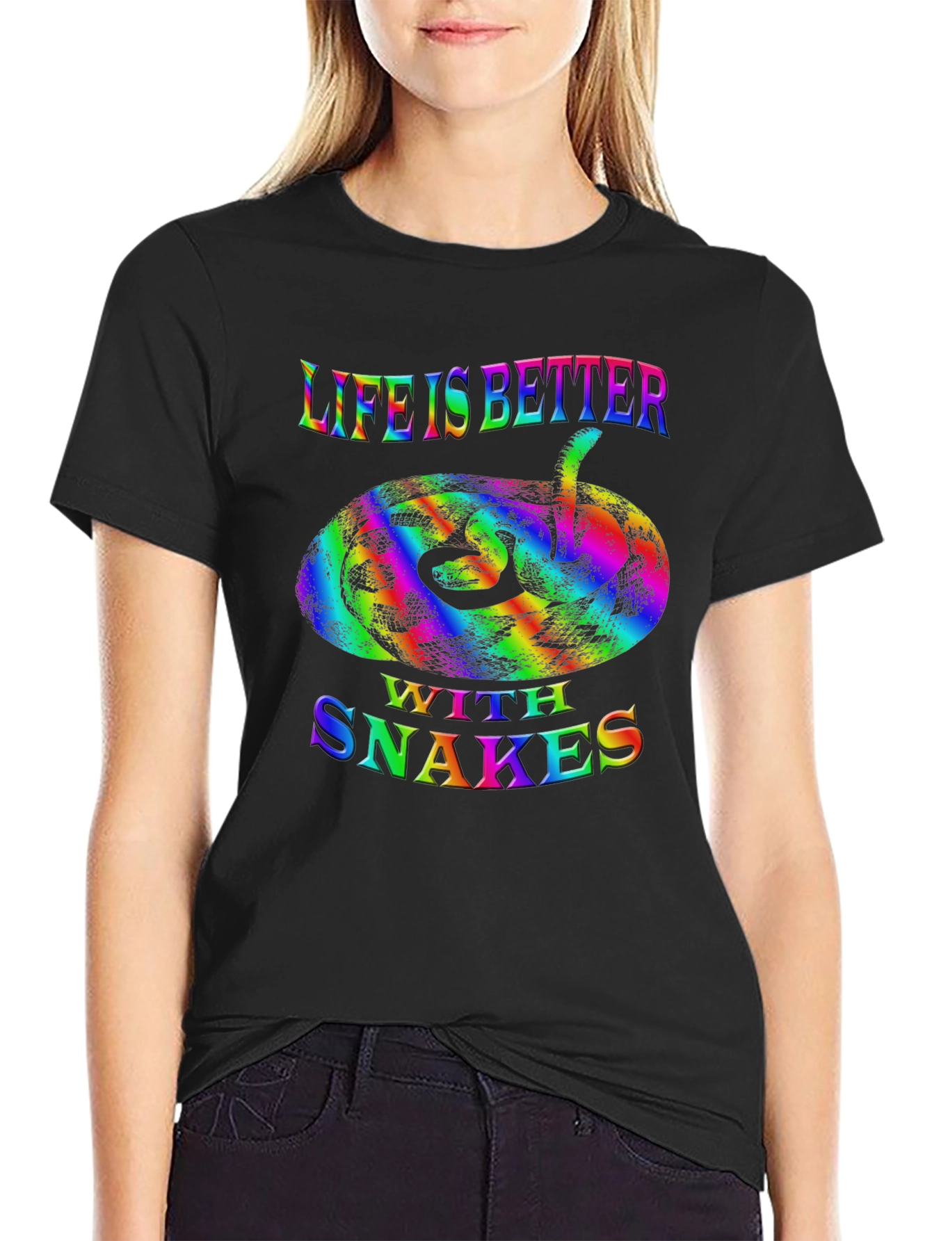 Life Is Better With Snakes Rainbow T-Shirt