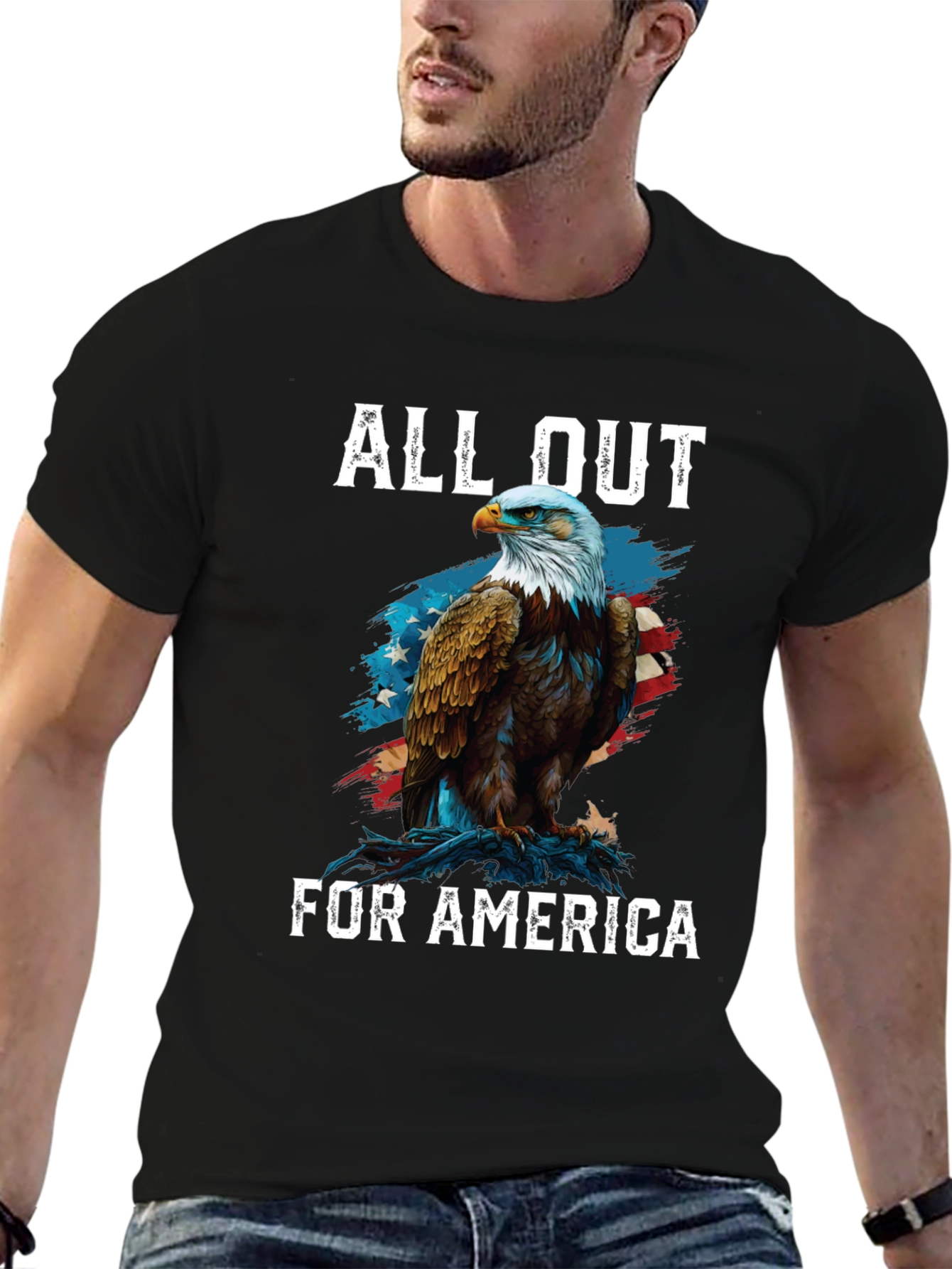 All Out for America Eagle Patriotic T-Shirt