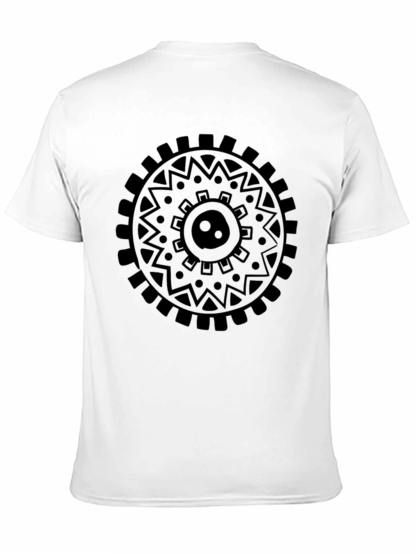 Black Graphic Tee - Circular Tribal Design
