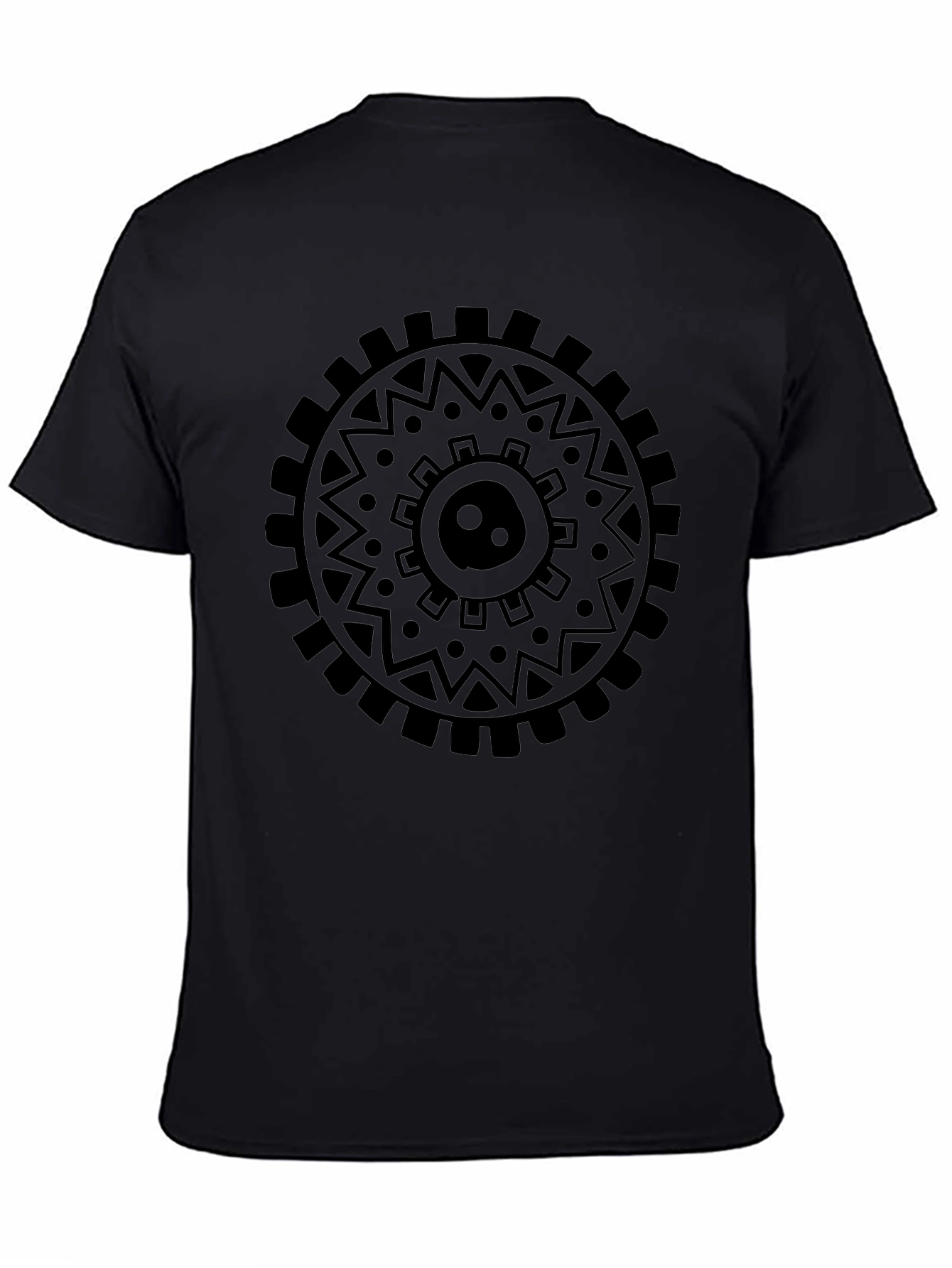 Black Graphic Tee - Circular Tribal Design