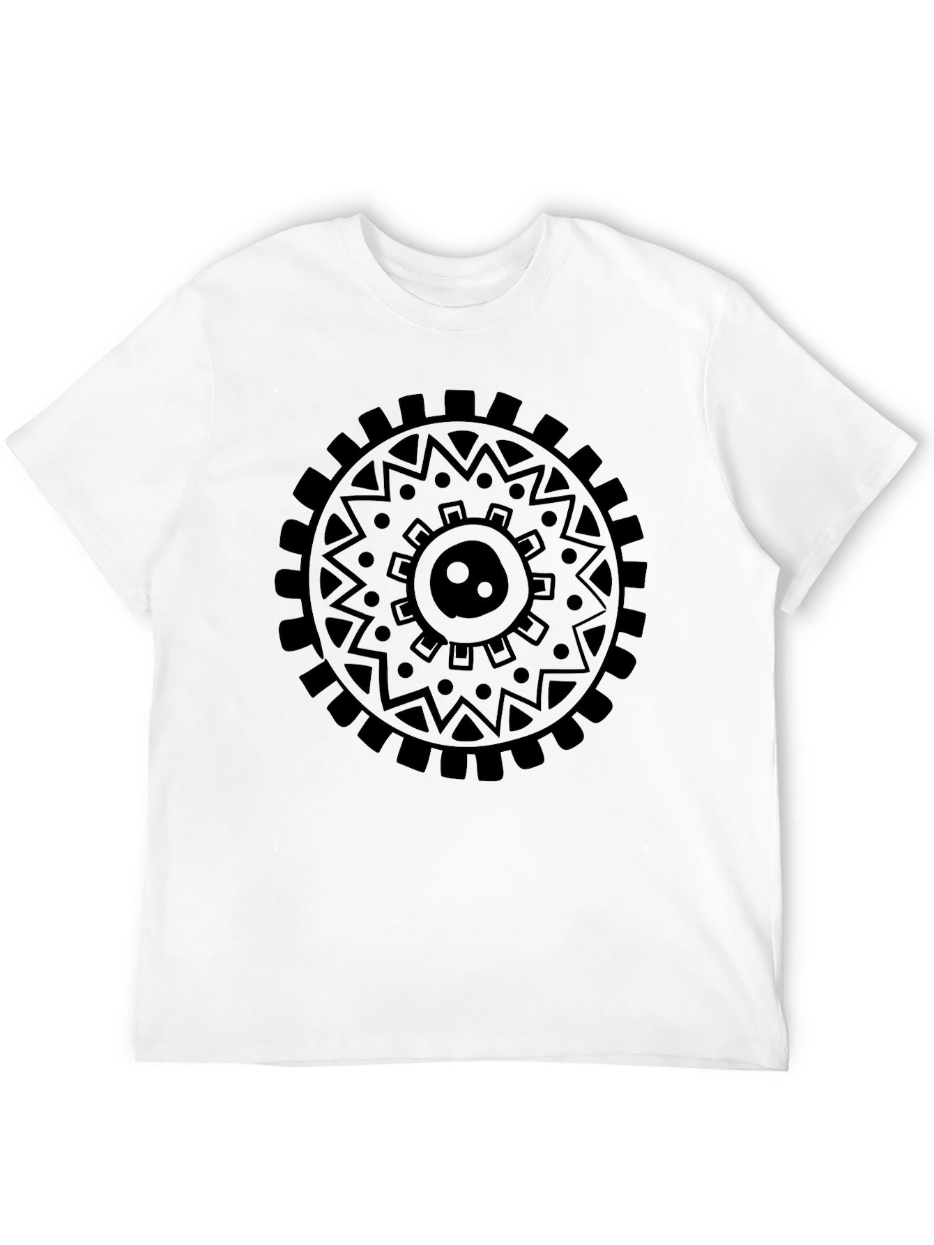 Black Graphic Tee - Circular Tribal Design