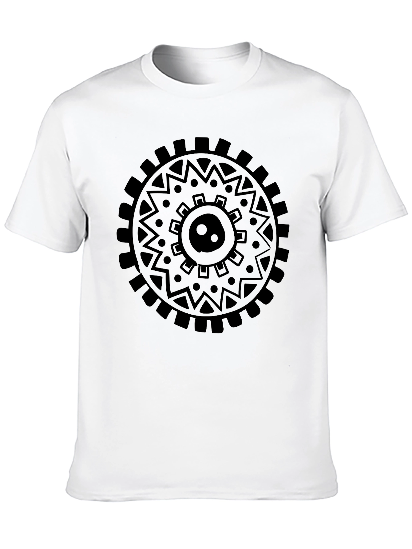 Black Graphic Tee - Circular Tribal Design