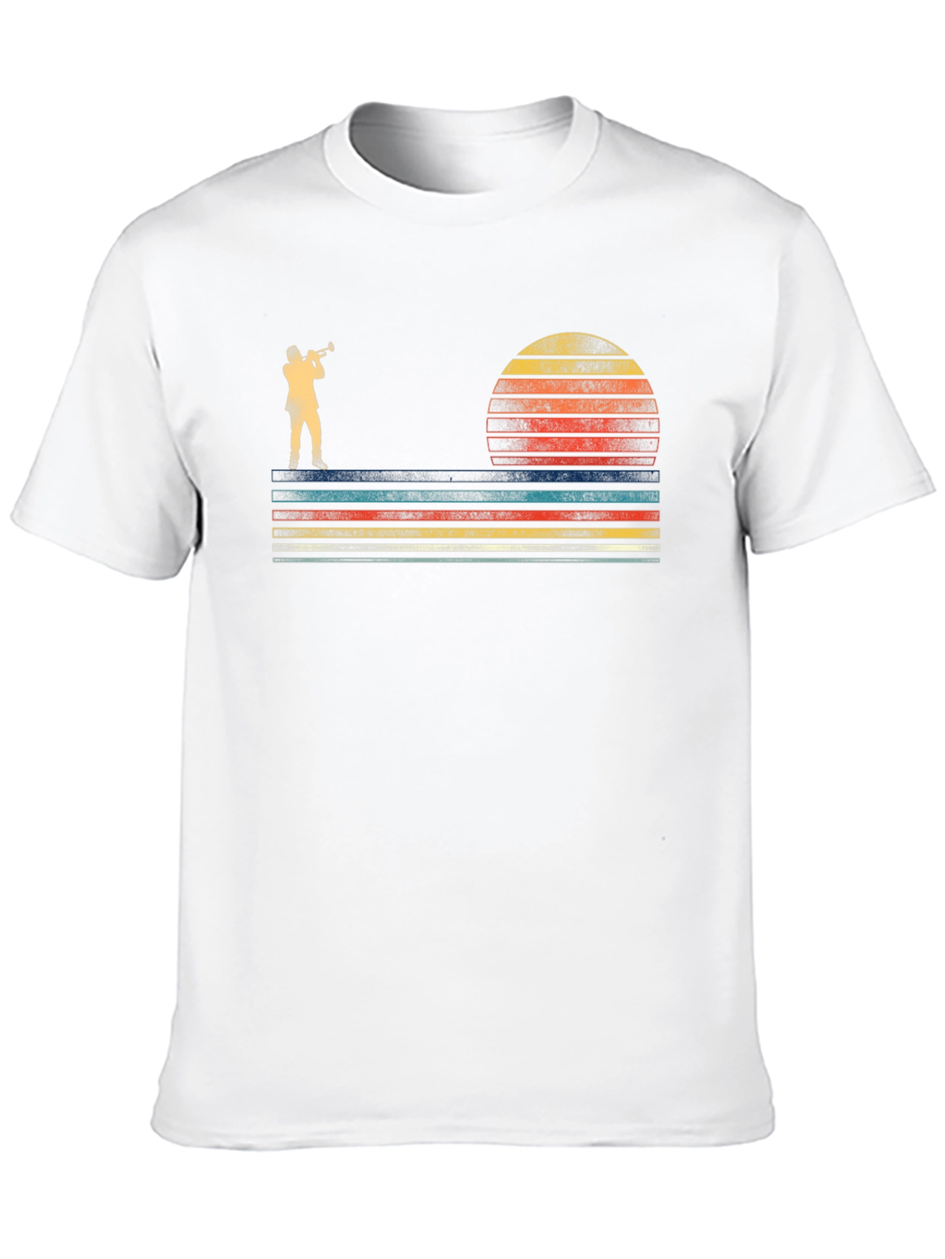 Retro Trumpet Player T-Shirt - Sunset Design