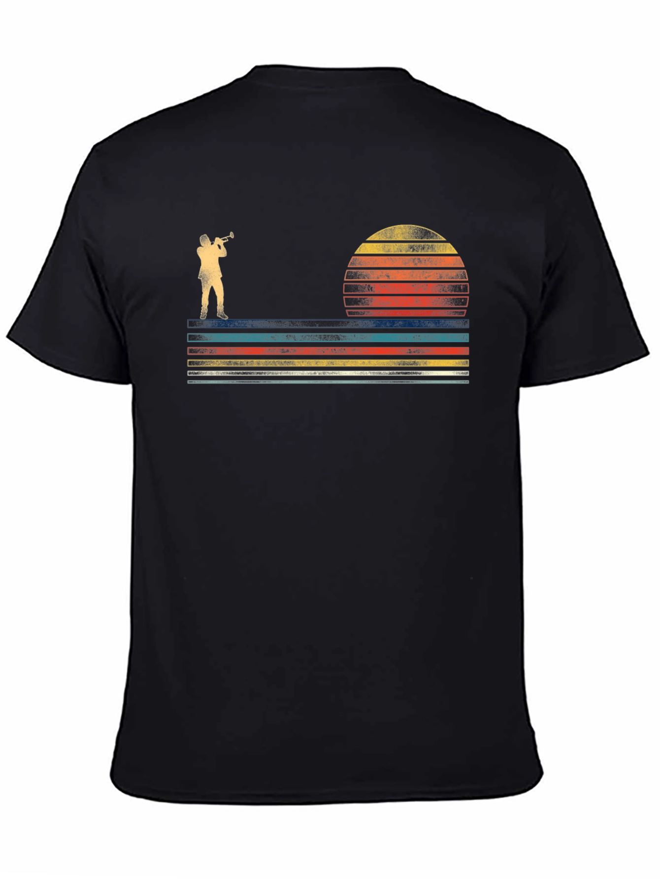 Retro Trumpet Player T-Shirt - Sunset Design