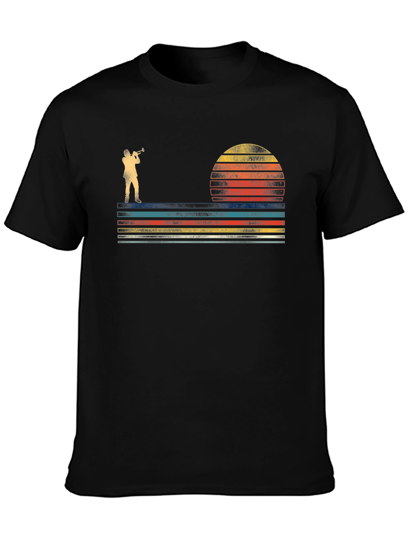Retro Trumpet Player T-Shirt - Sunset Design