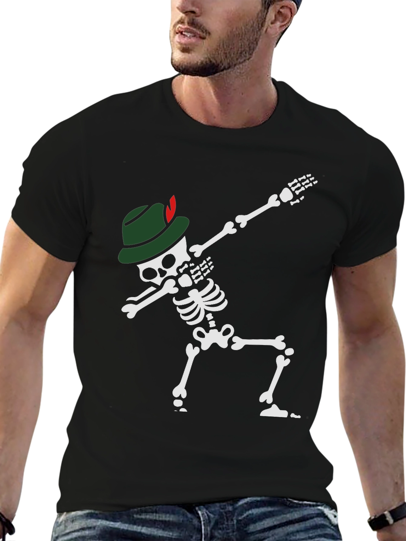 Oktoberfest Skeleton Dabbing T-Shirt