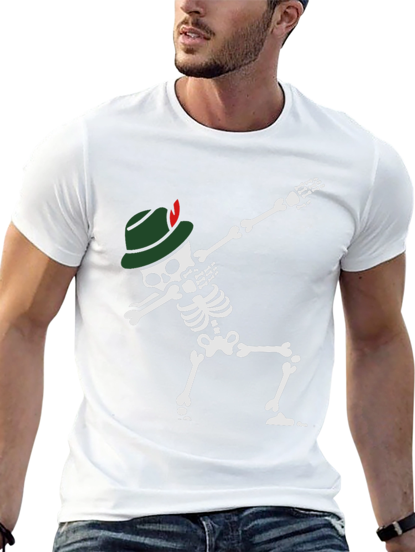Oktoberfest Skeleton Dabbing T-Shirt