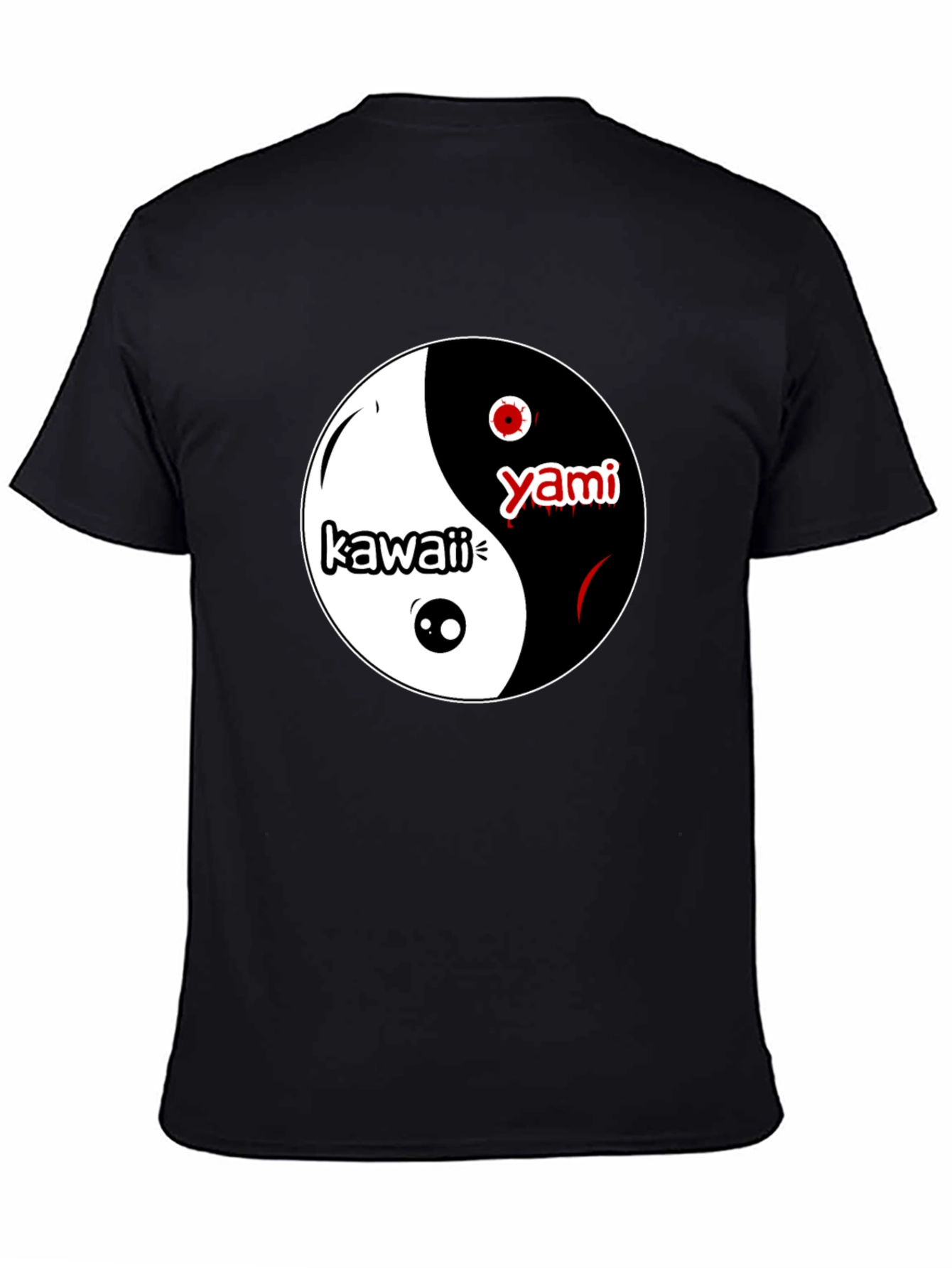 Yin Yang Kawaii Yami T-Shirt - Black