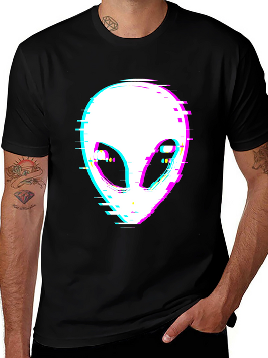 Glitch Alien Graphic Tee - Black T-Shirt