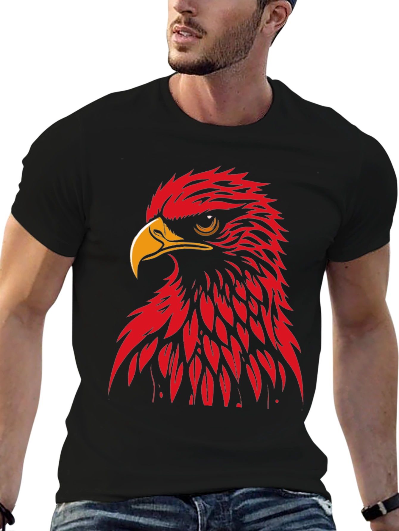 Red Eagle Graphic Black T-Shirt