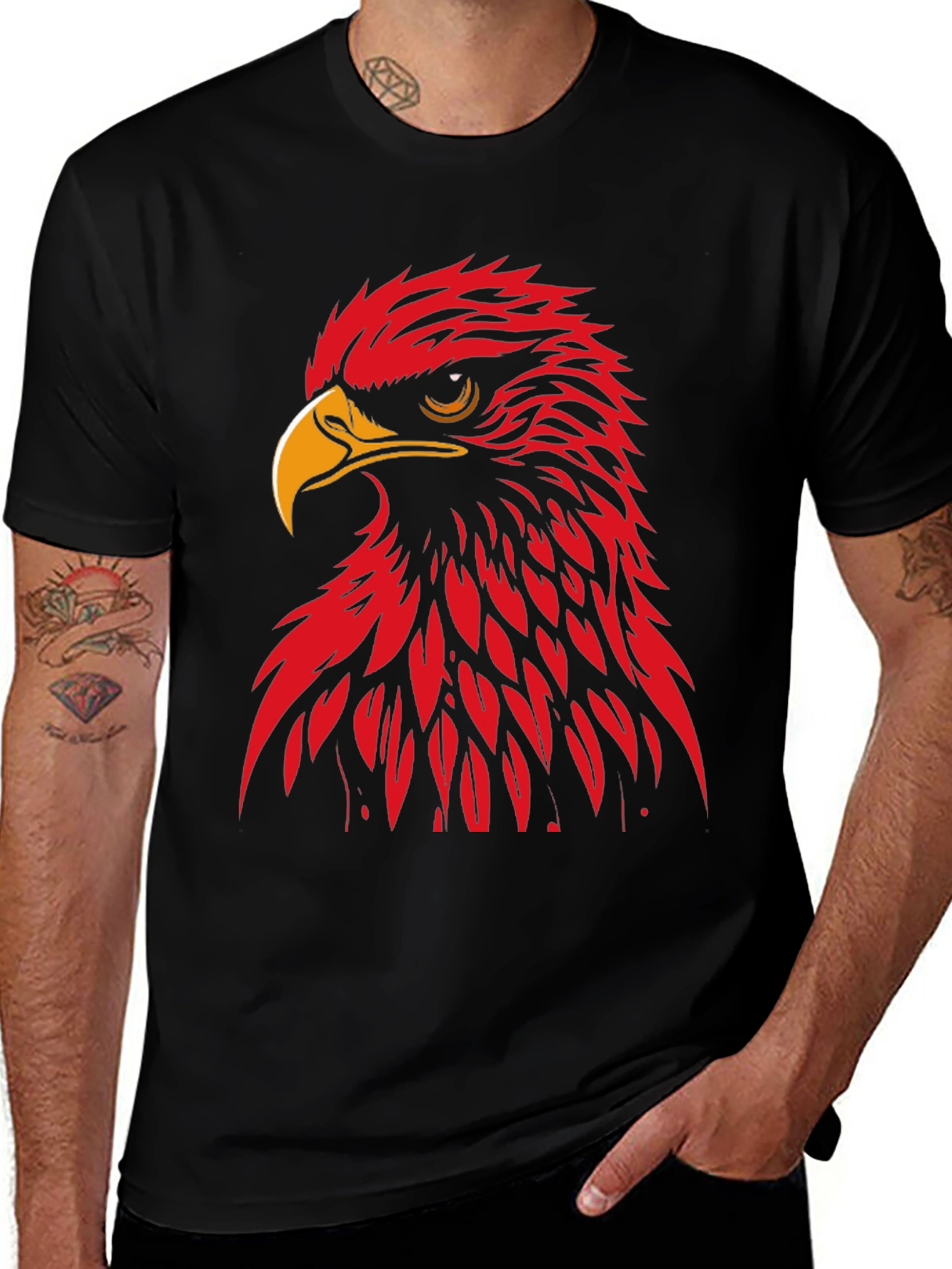 Red Eagle Graphic Black T-Shirt