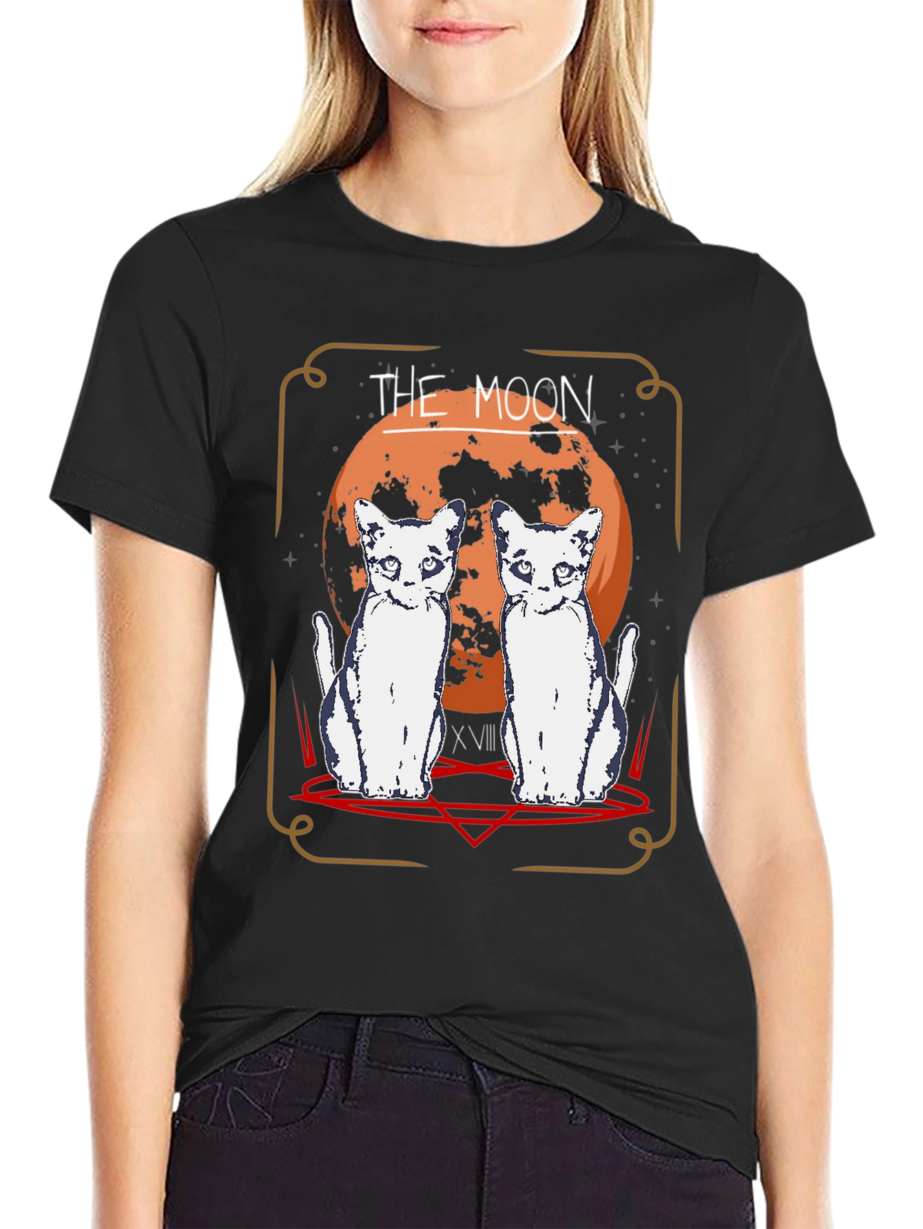 The Moon Tarot Card Cat T-Shirt
