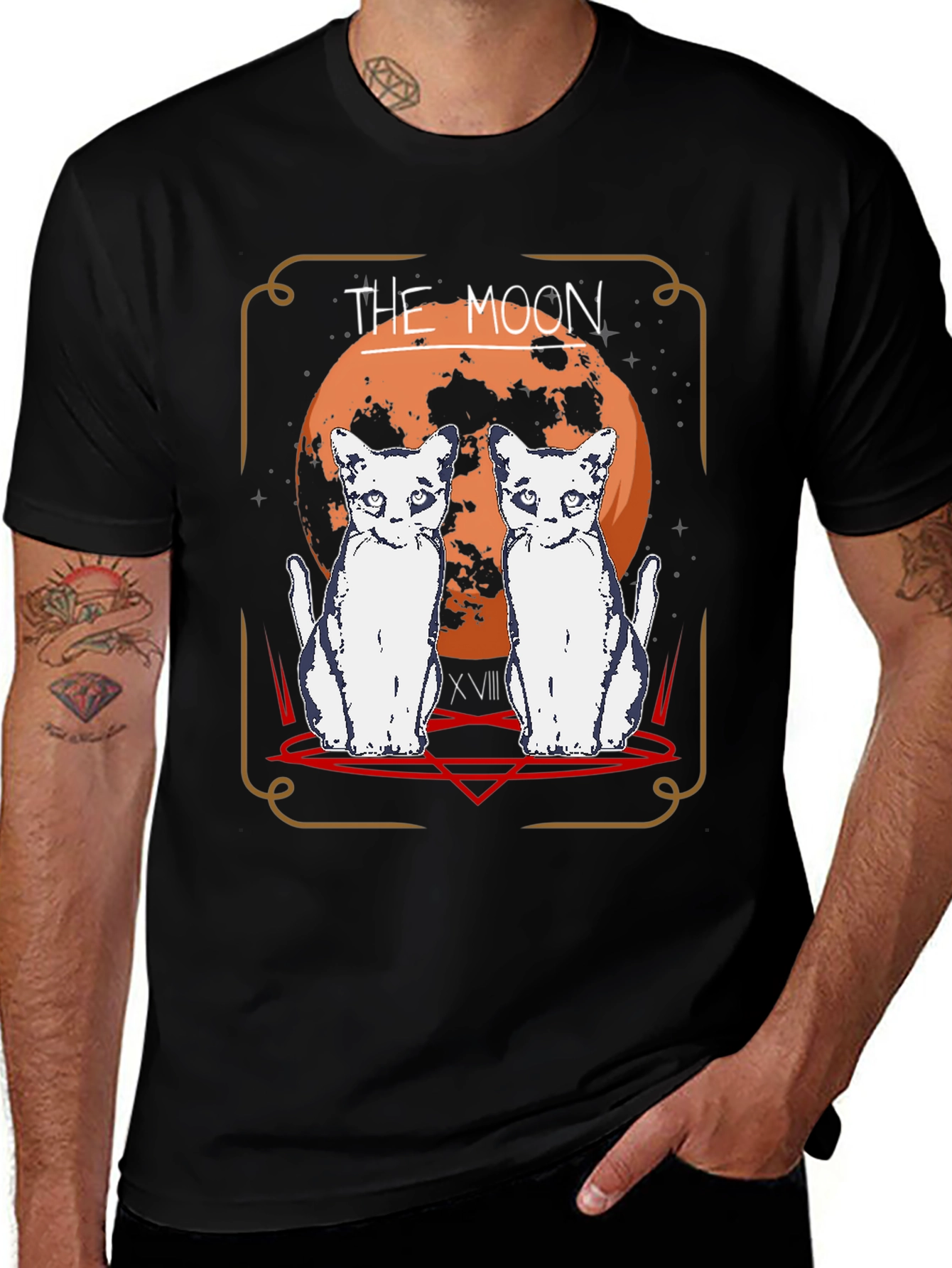 The Moon Tarot Card Cat T-Shirt