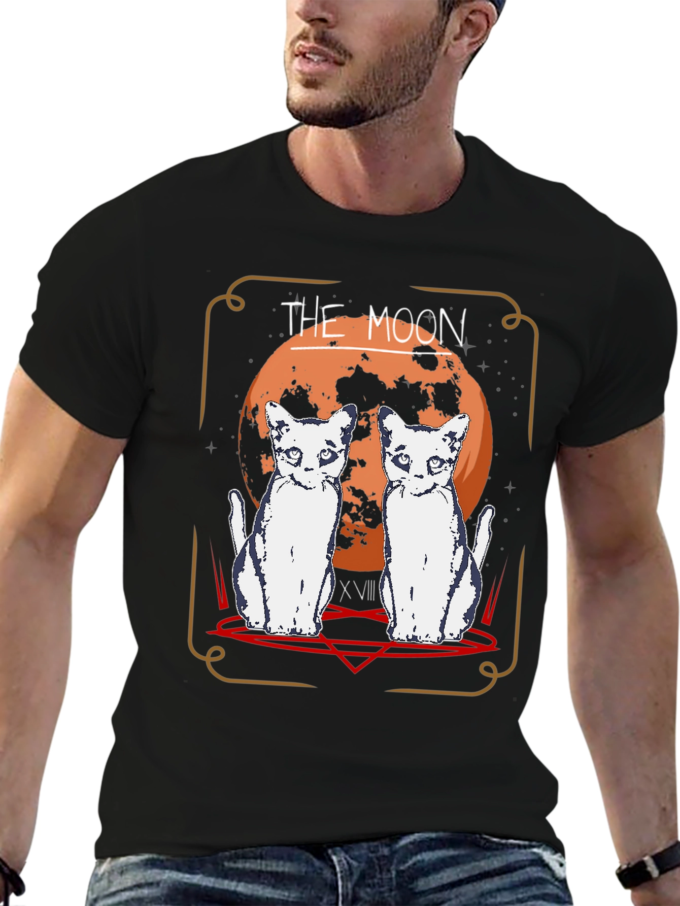 The Moon Tarot Card Cat T-Shirt
