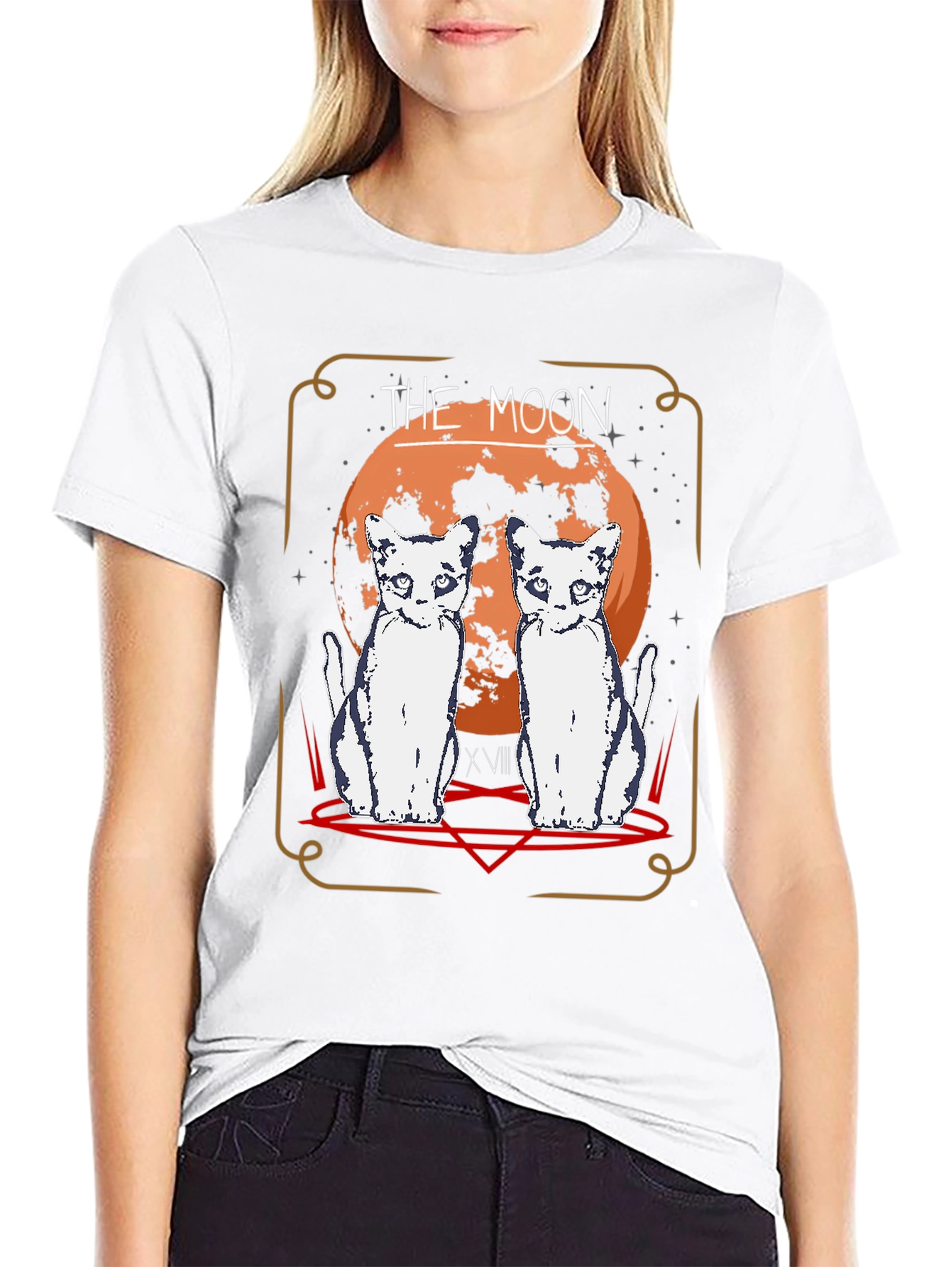 The Moon Tarot Card Cat T-Shirt