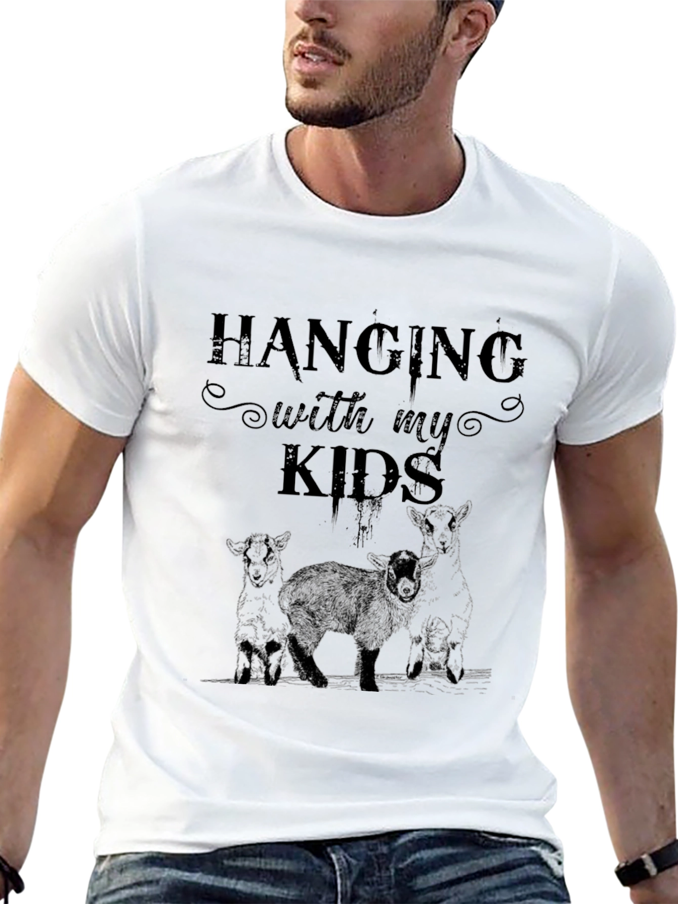 Hanging with My Kids Lamb T-Shirt - Black