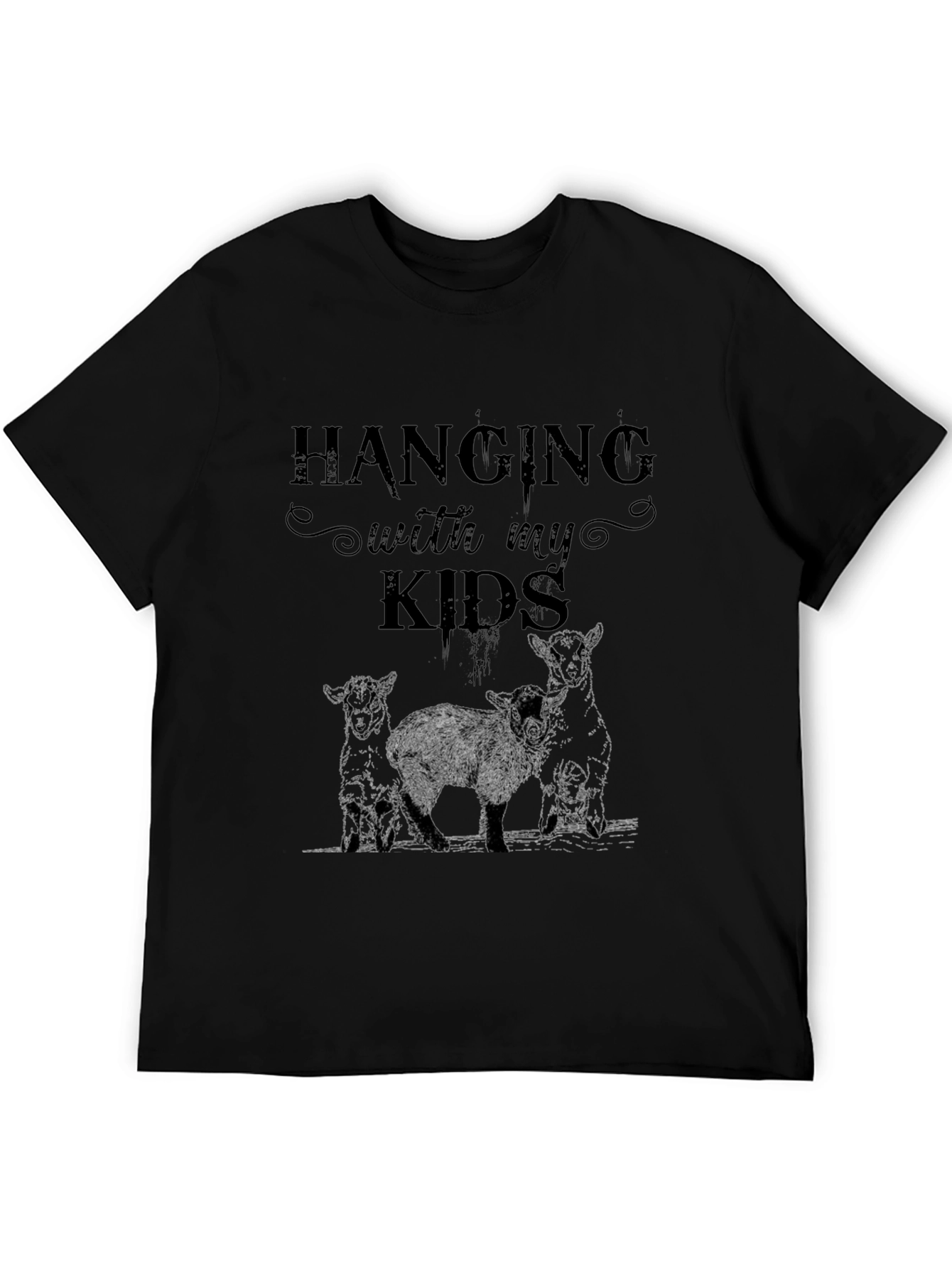 Hanging with My Kids Lamb T-Shirt - Black