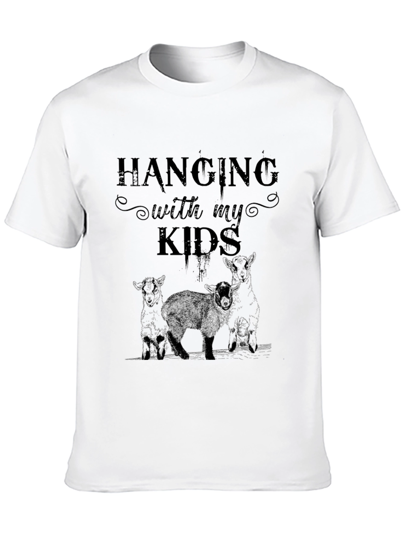 Hanging with My Kids Lamb T-Shirt - Black