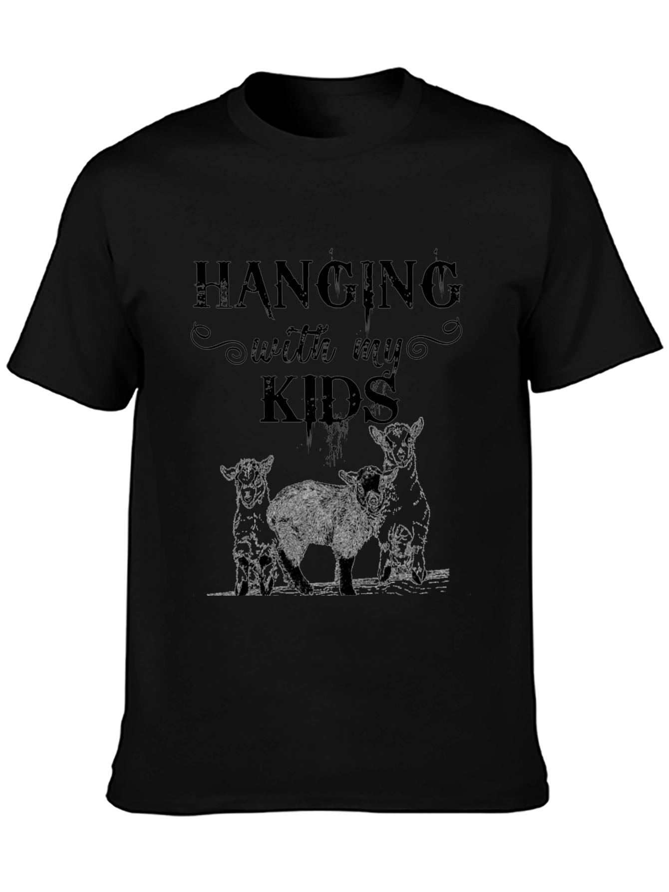 Hanging with My Kids Lamb T-Shirt - Black
