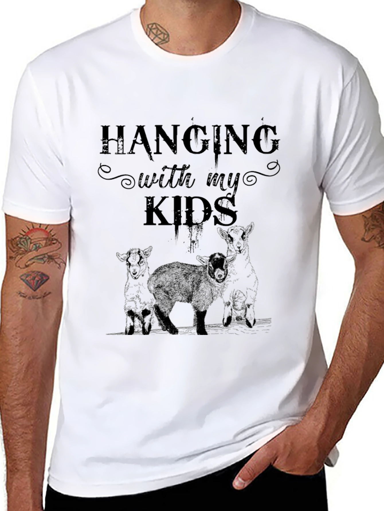 Hanging with My Kids Lamb T-Shirt - Black