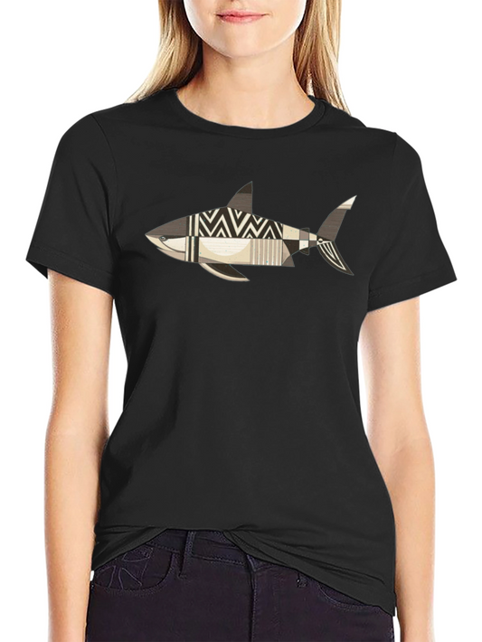 Abstract Shark Graphic Print T-Shirt