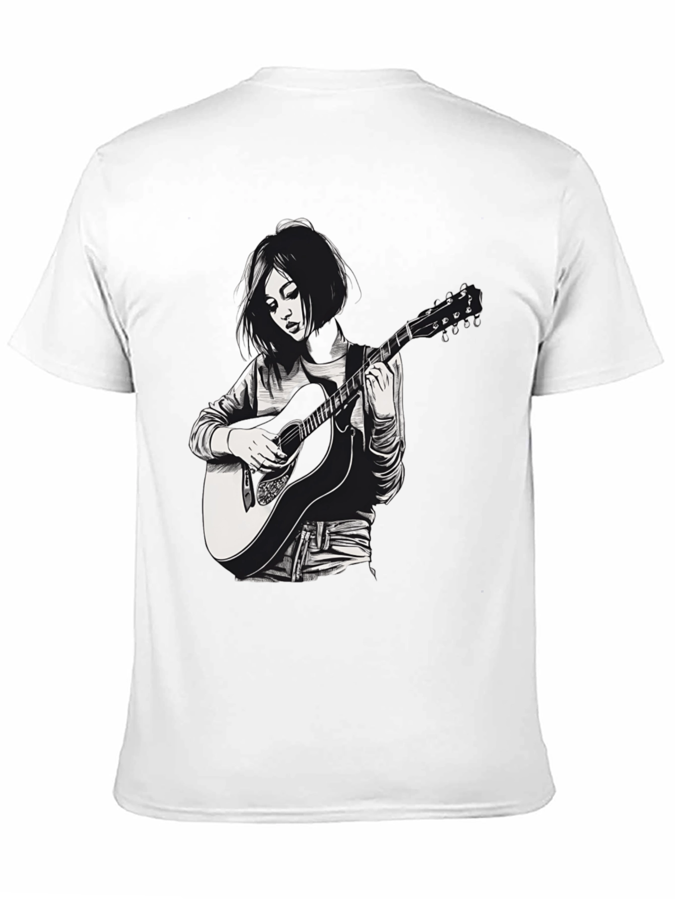 Guitar Player Graphic Tee - Unisex Black T-Shirt