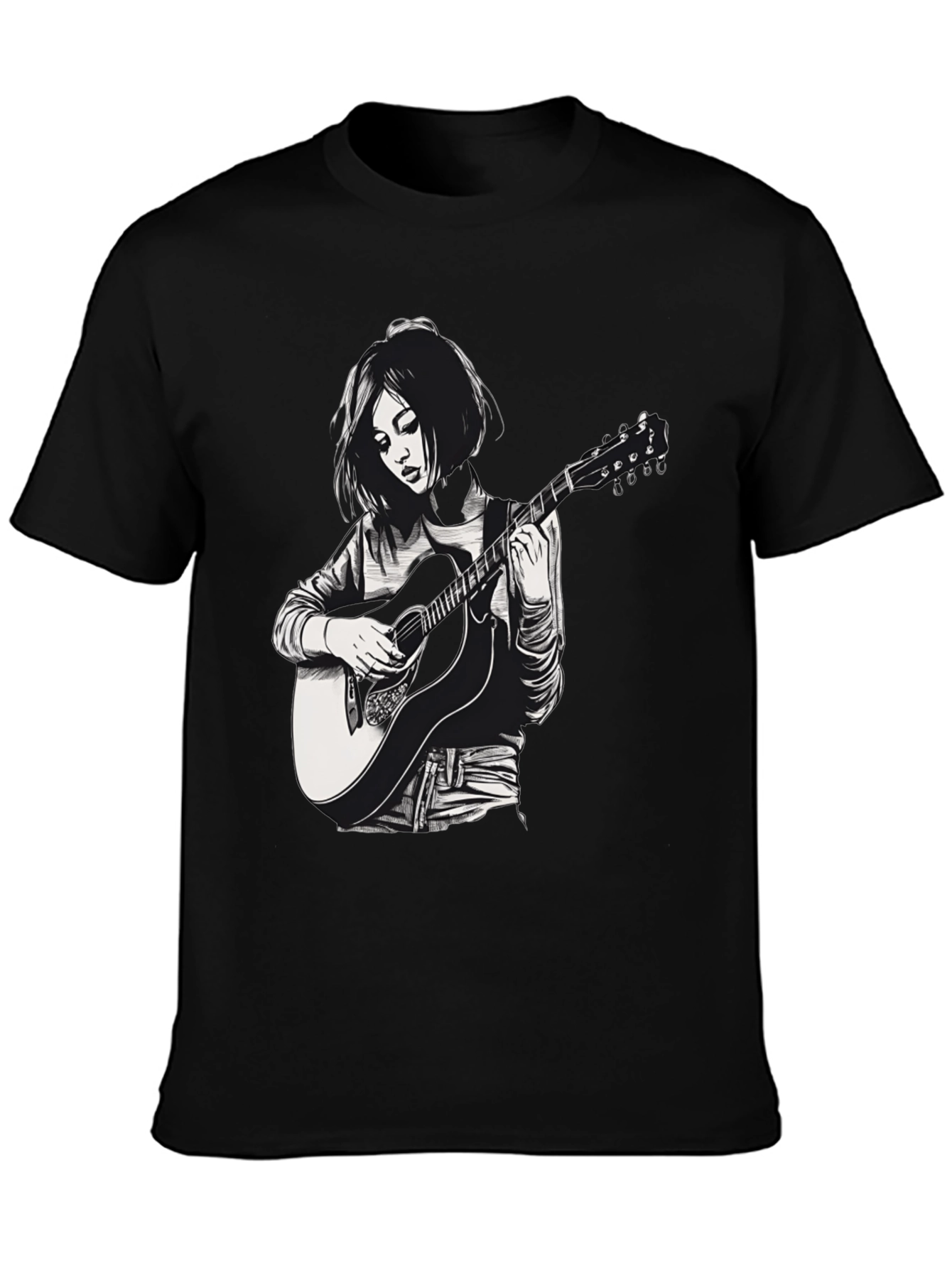 Guitar Player Graphic Tee - Unisex Black T-Shirt