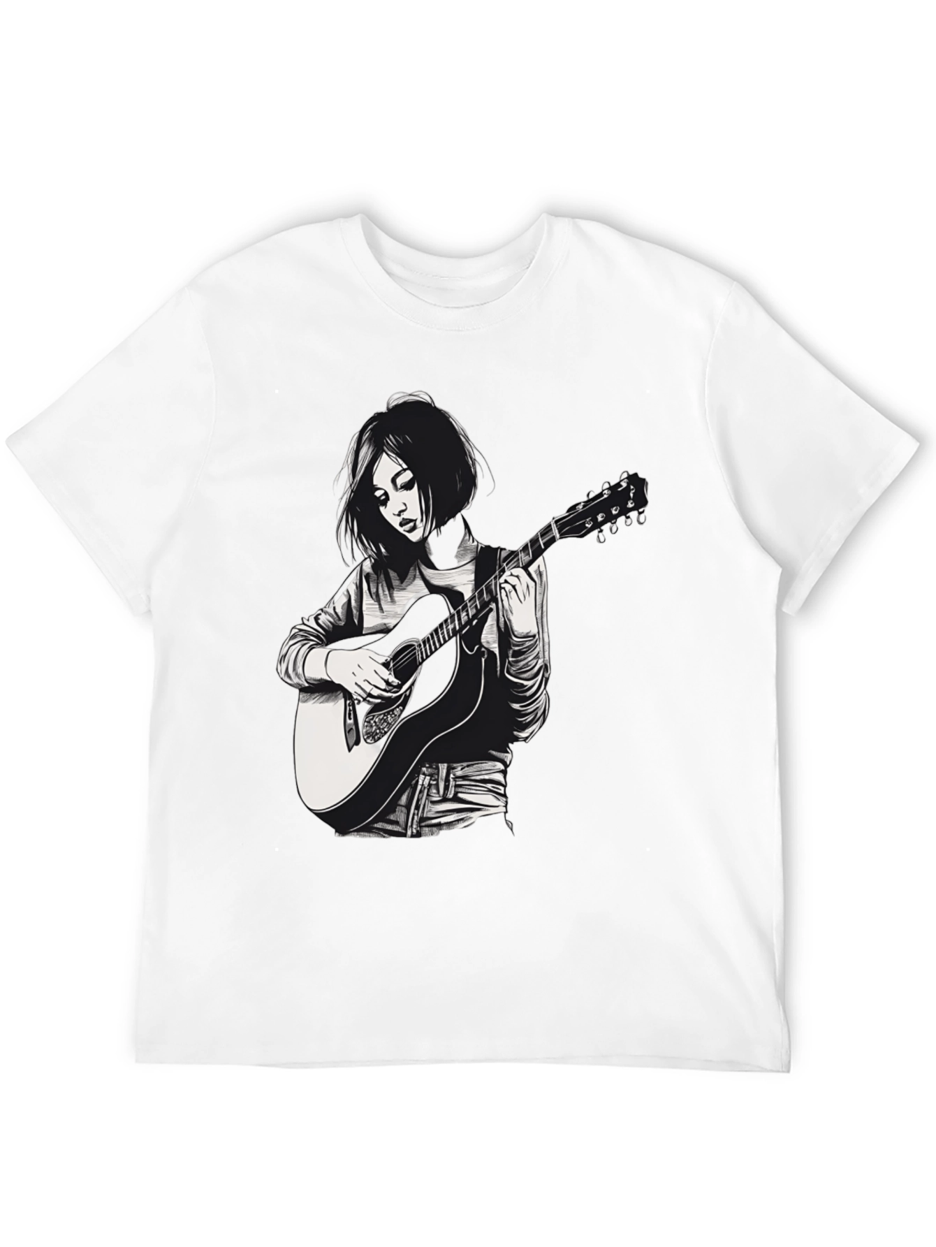 Guitar Player Graphic Tee - Unisex Black T-Shirt