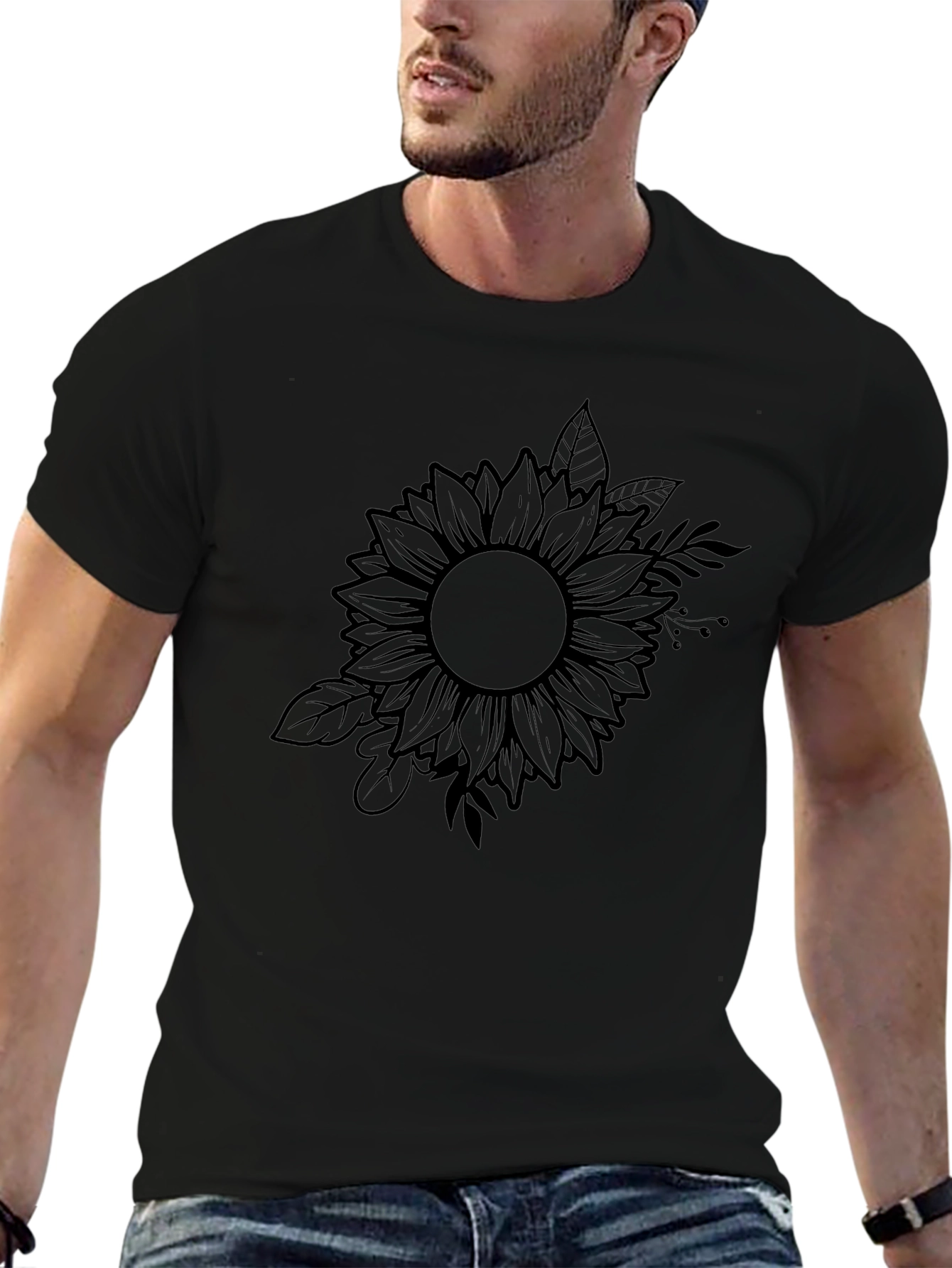 Black Sunflower Graphic Tee - Mens Casual Style