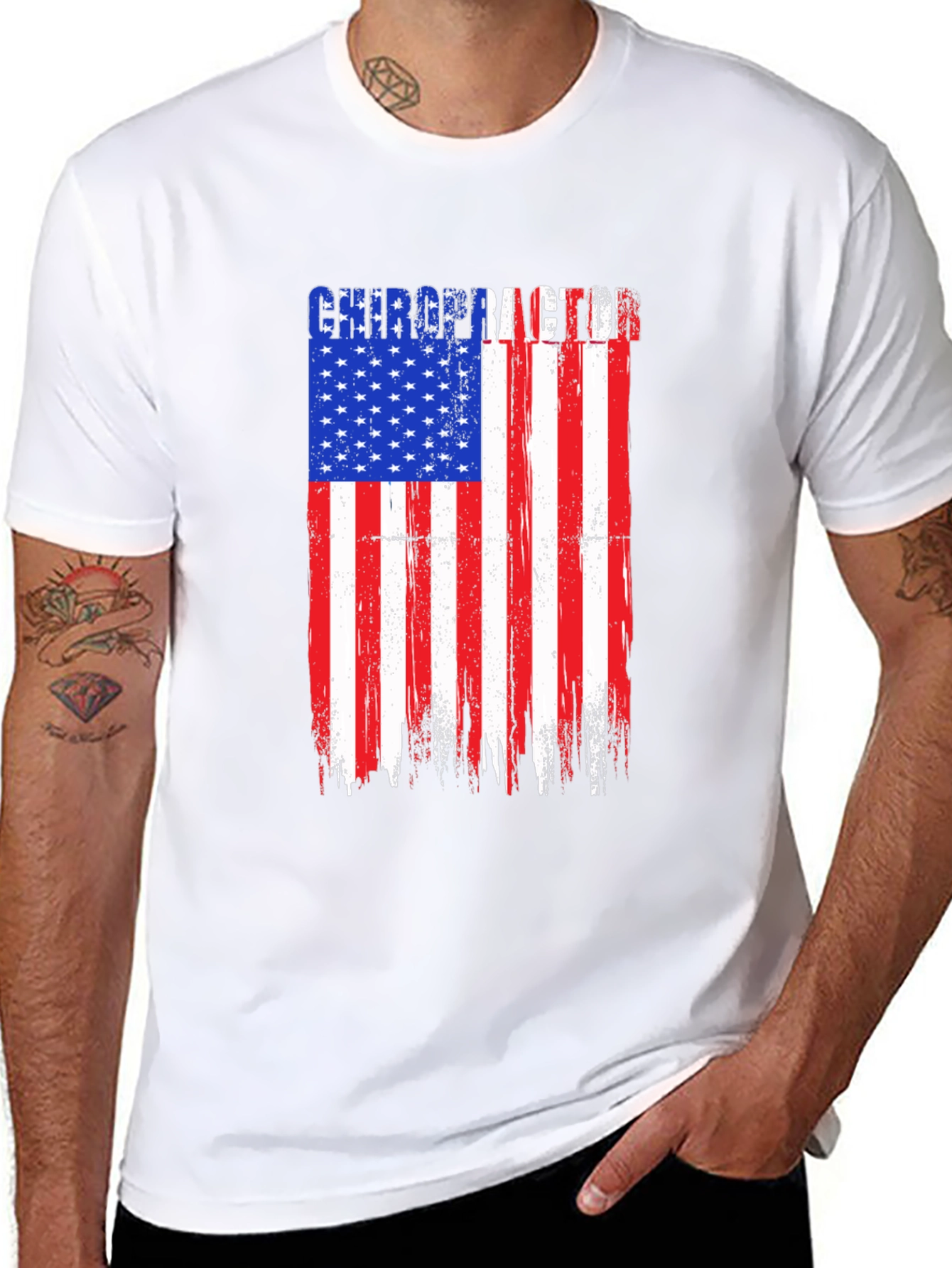 Chiropractor American Flag Graphic T-Shirt