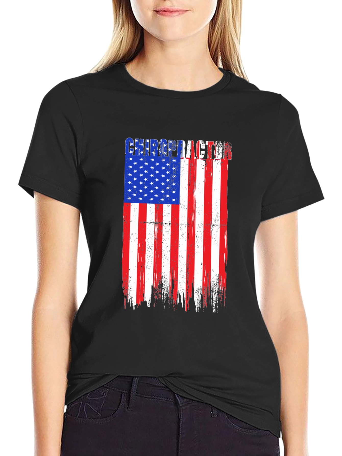 Chiropractor American Flag Graphic T-Shirt
