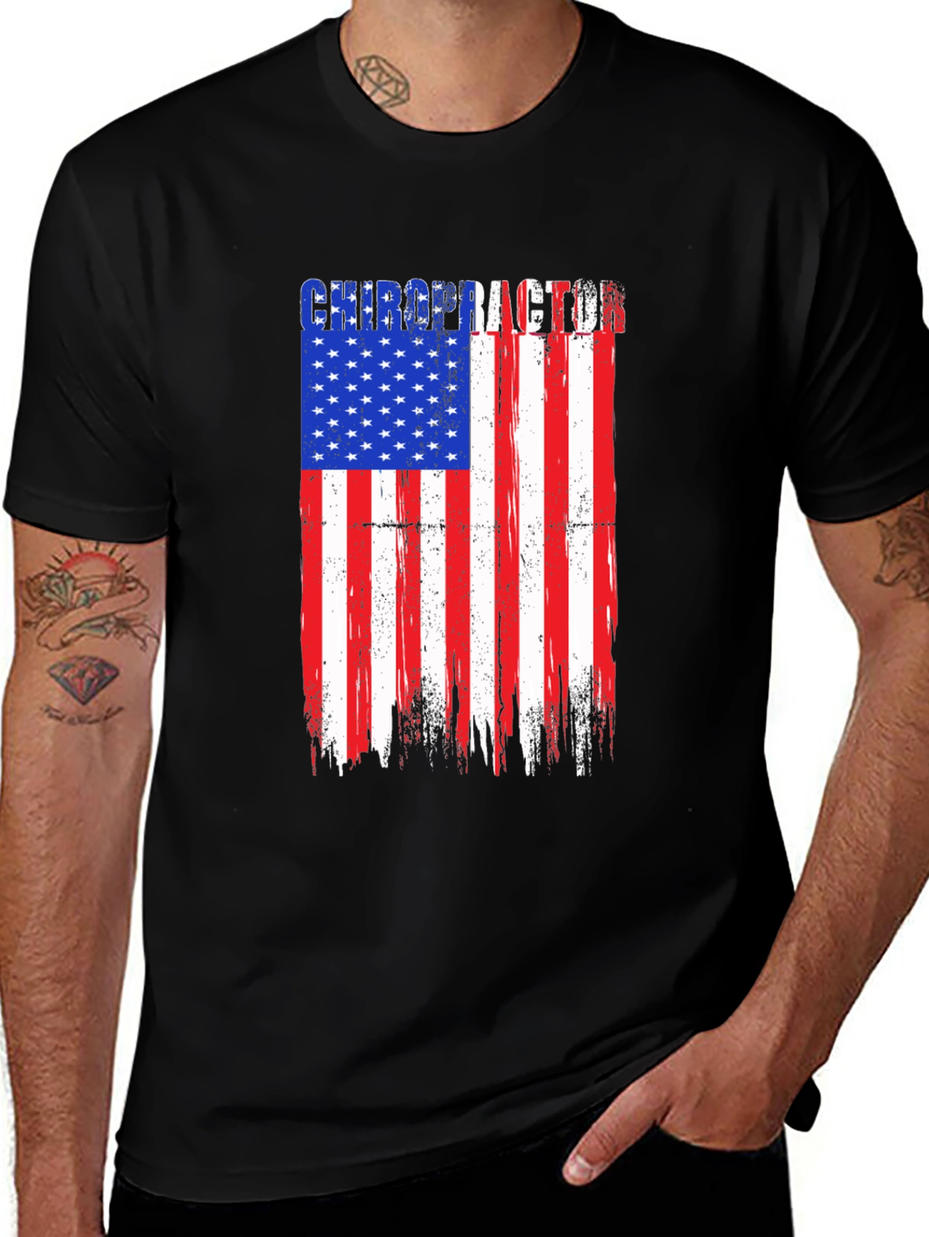Chiropractor American Flag Graphic T-Shirt