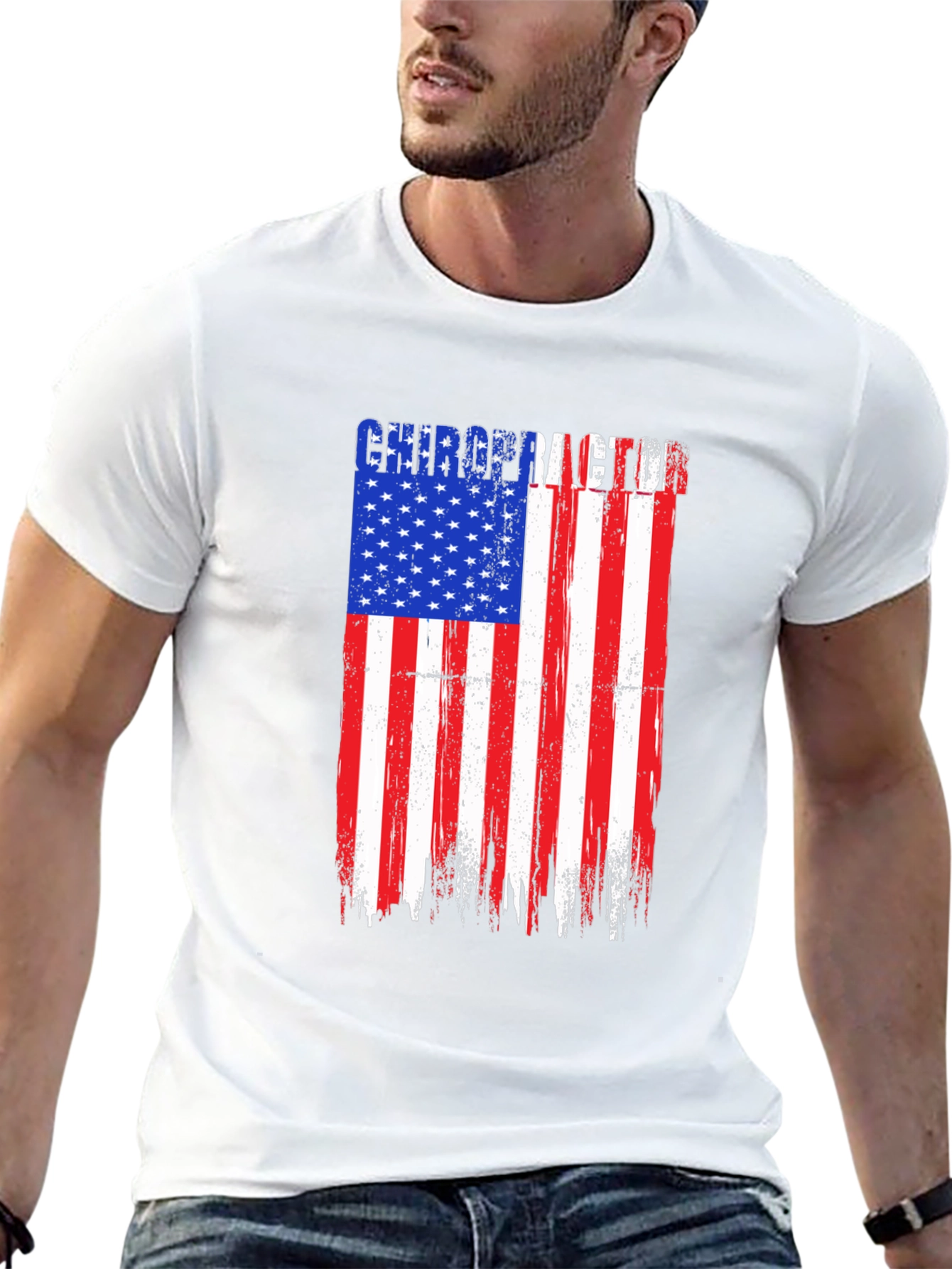 Chiropractor American Flag Graphic T-Shirt