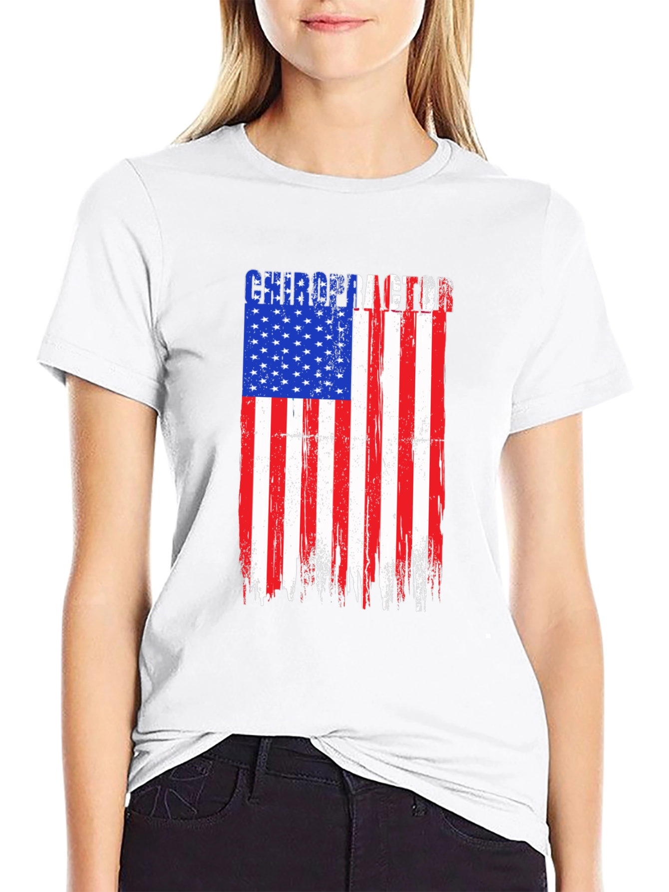 Chiropractor American Flag Graphic T-Shirt