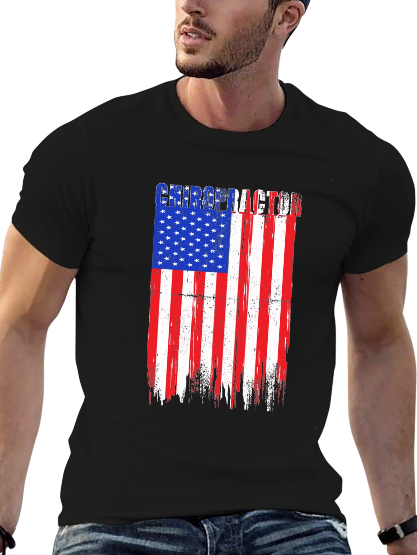 Chiropractor American Flag Graphic T-Shirt