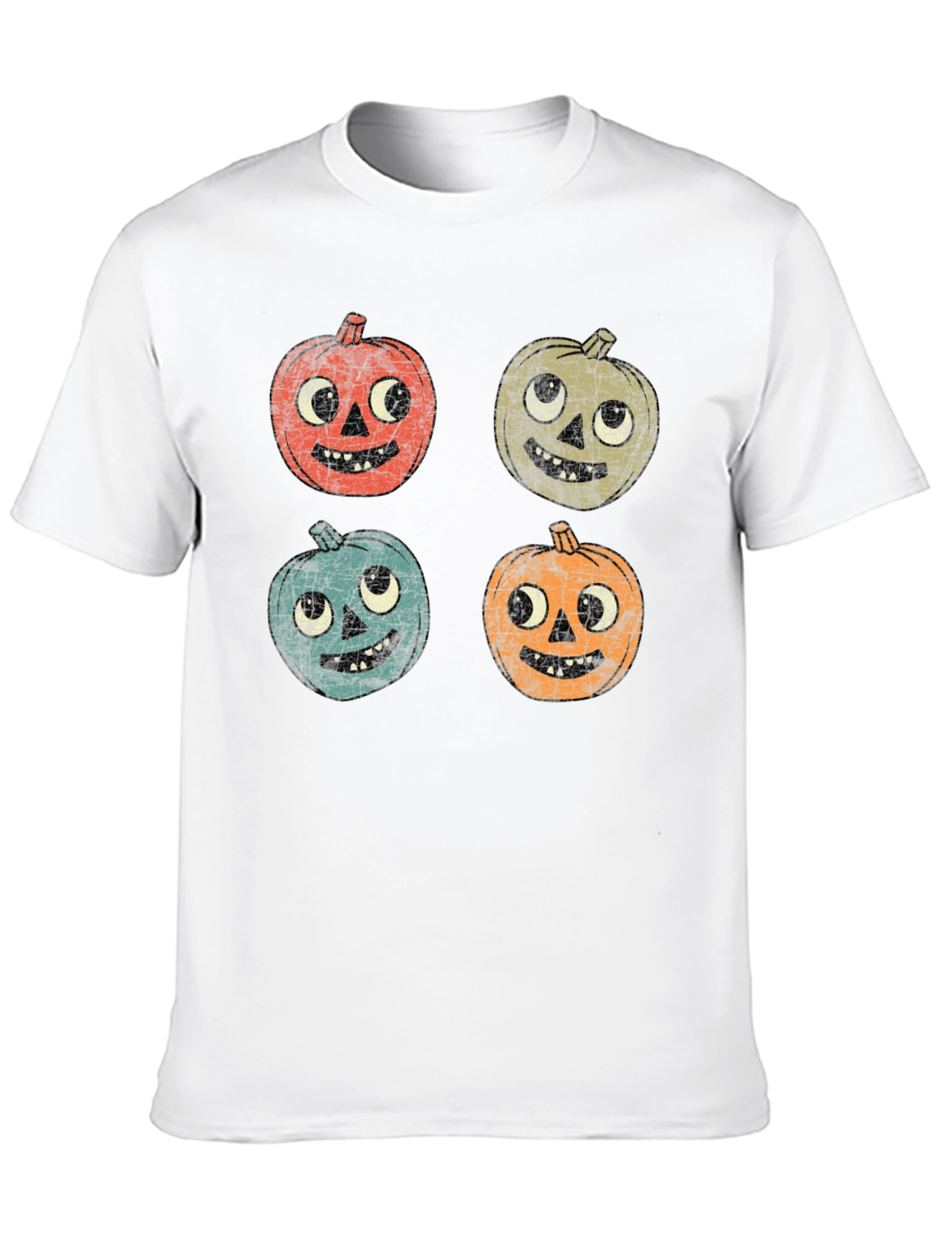Retro Halloween Pumpkin Face Graphic Tee