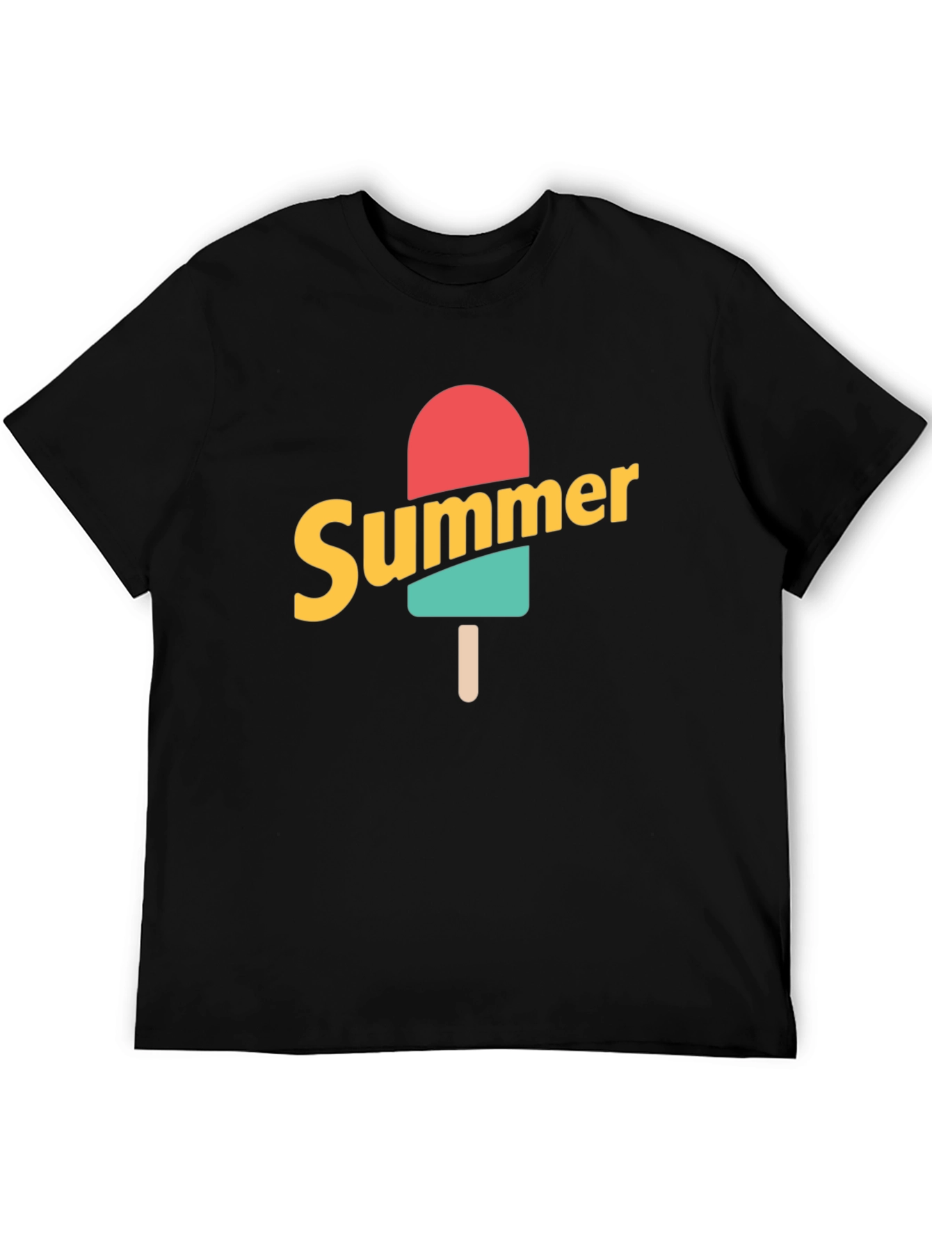 Summer Popsicle Graphic Tee - Black Cotton T-Shirt