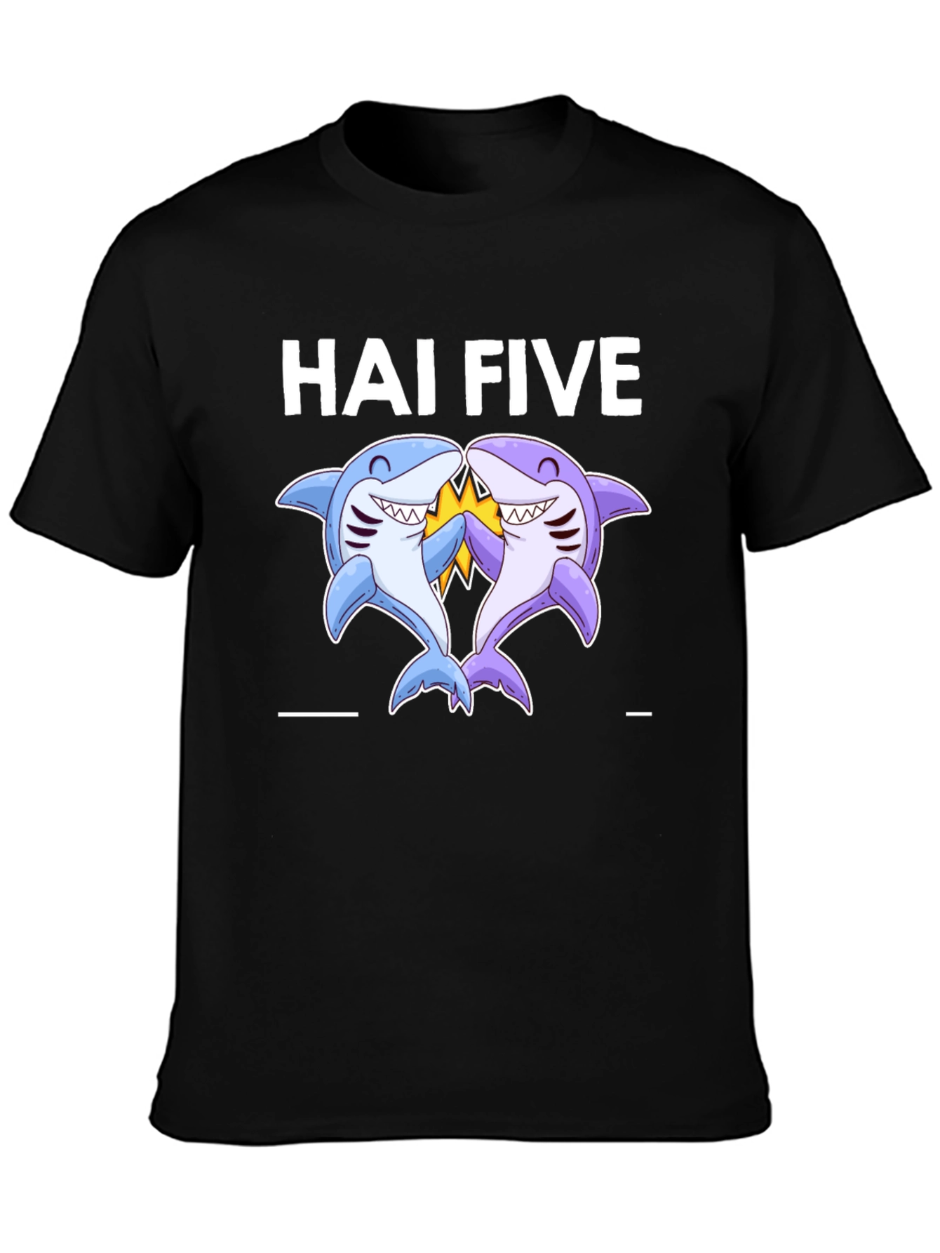 Hai Five Shark T-Shirt - Black Cotton Tee