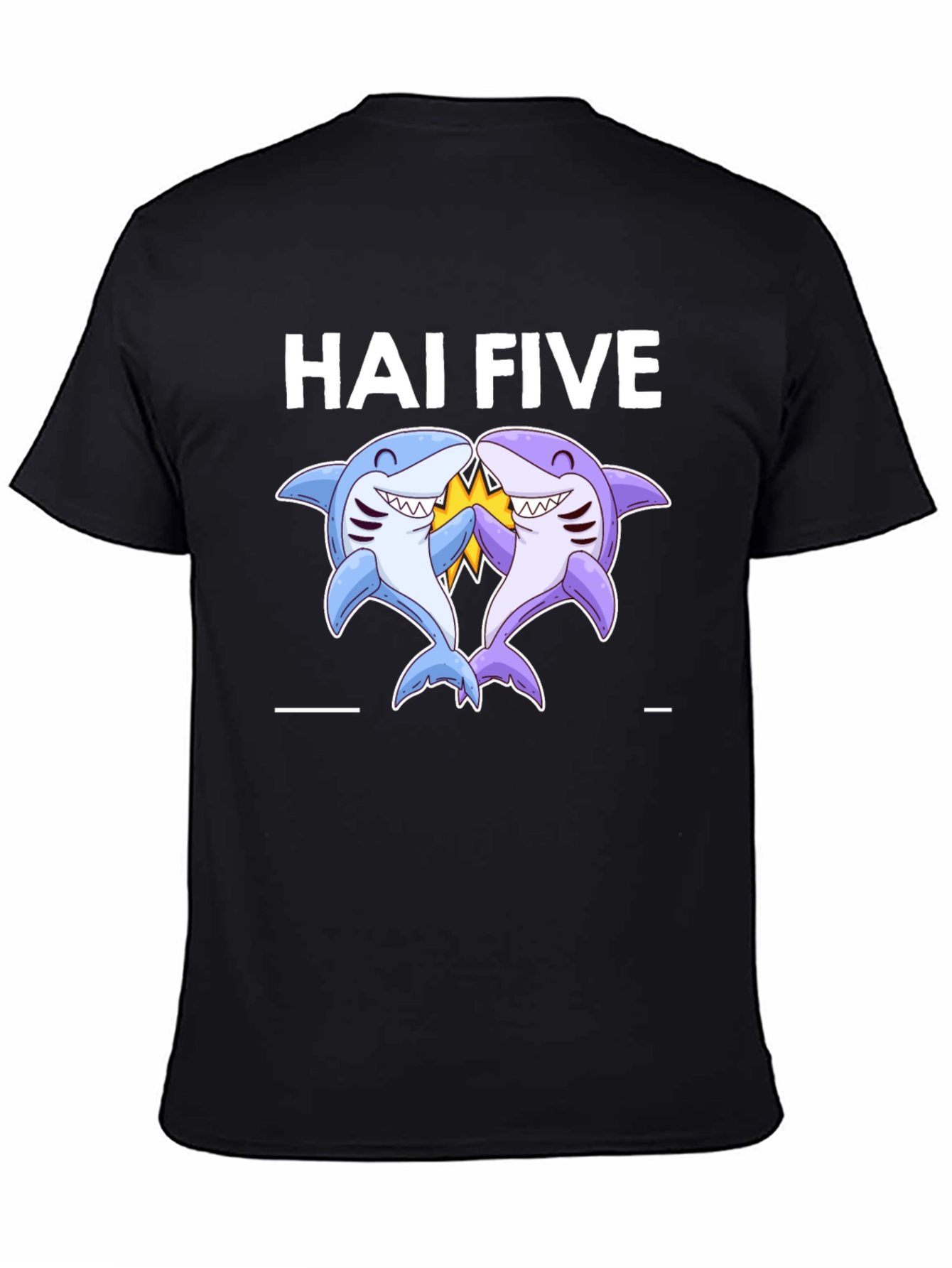 Hai Five Shark T-Shirt - Black Cotton Tee
