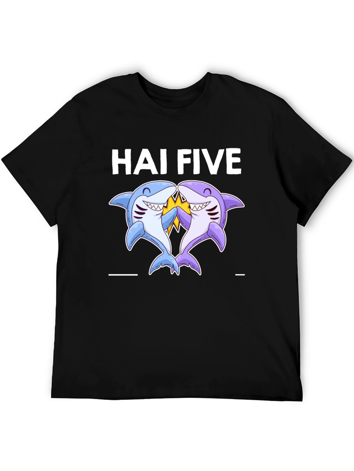 Hai Five Shark T-Shirt - Black Cotton Tee