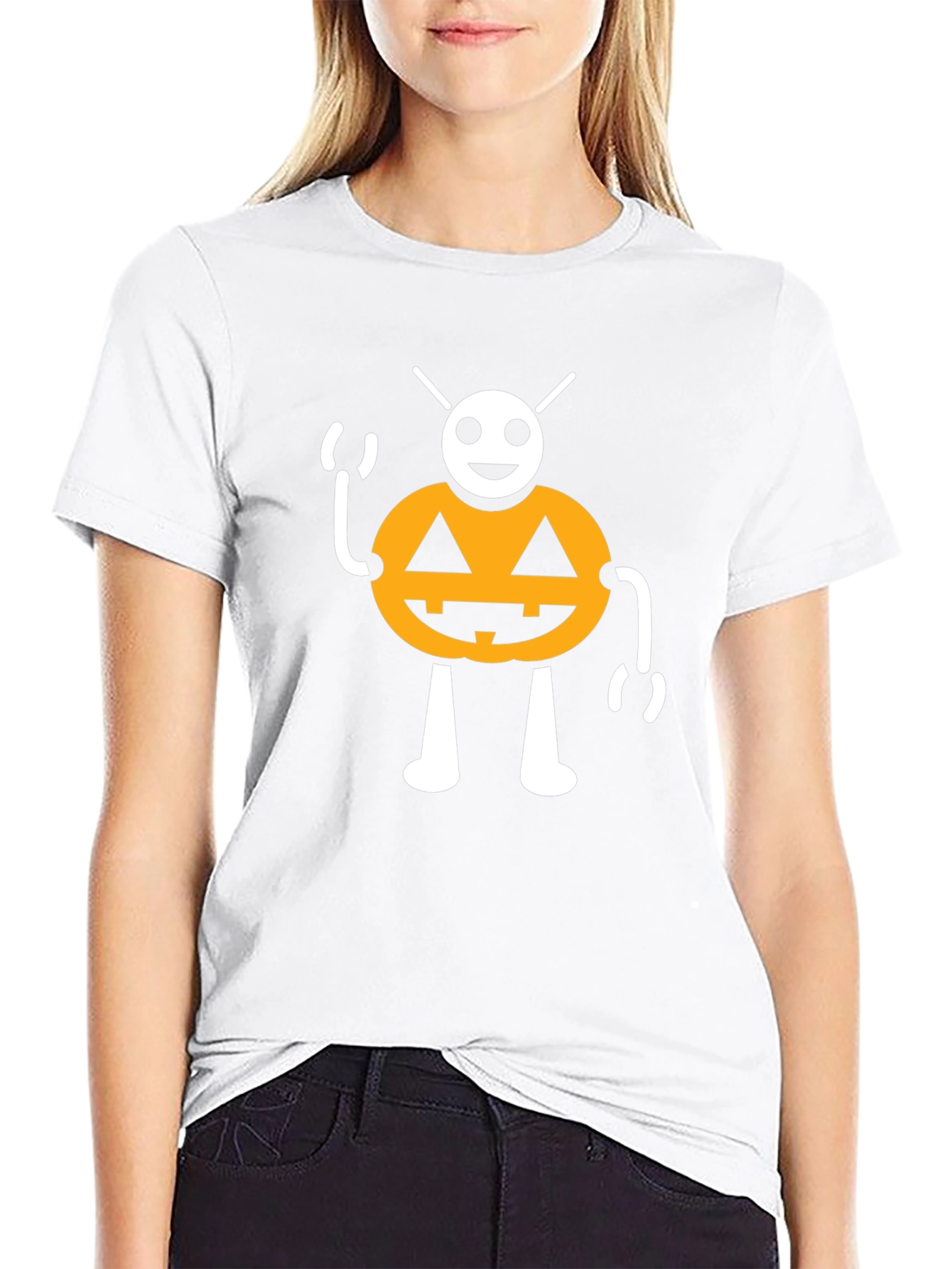 Halloween Pumpkin Character Black T-Shirt