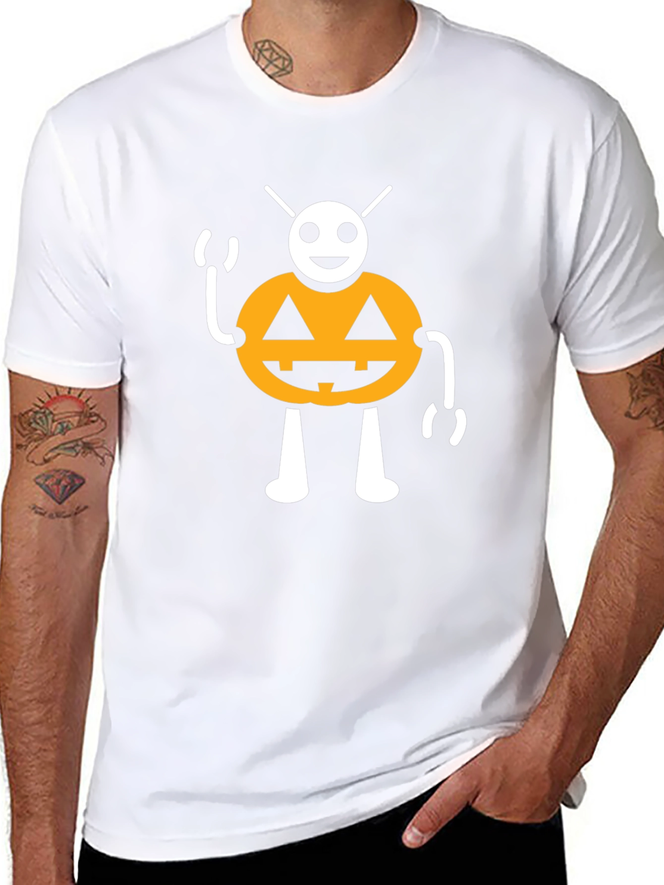 Halloween Pumpkin Character Black T-Shirt