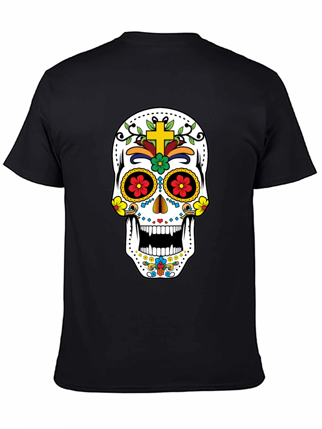 Day of the Dead Skull Graphic Tee - Black